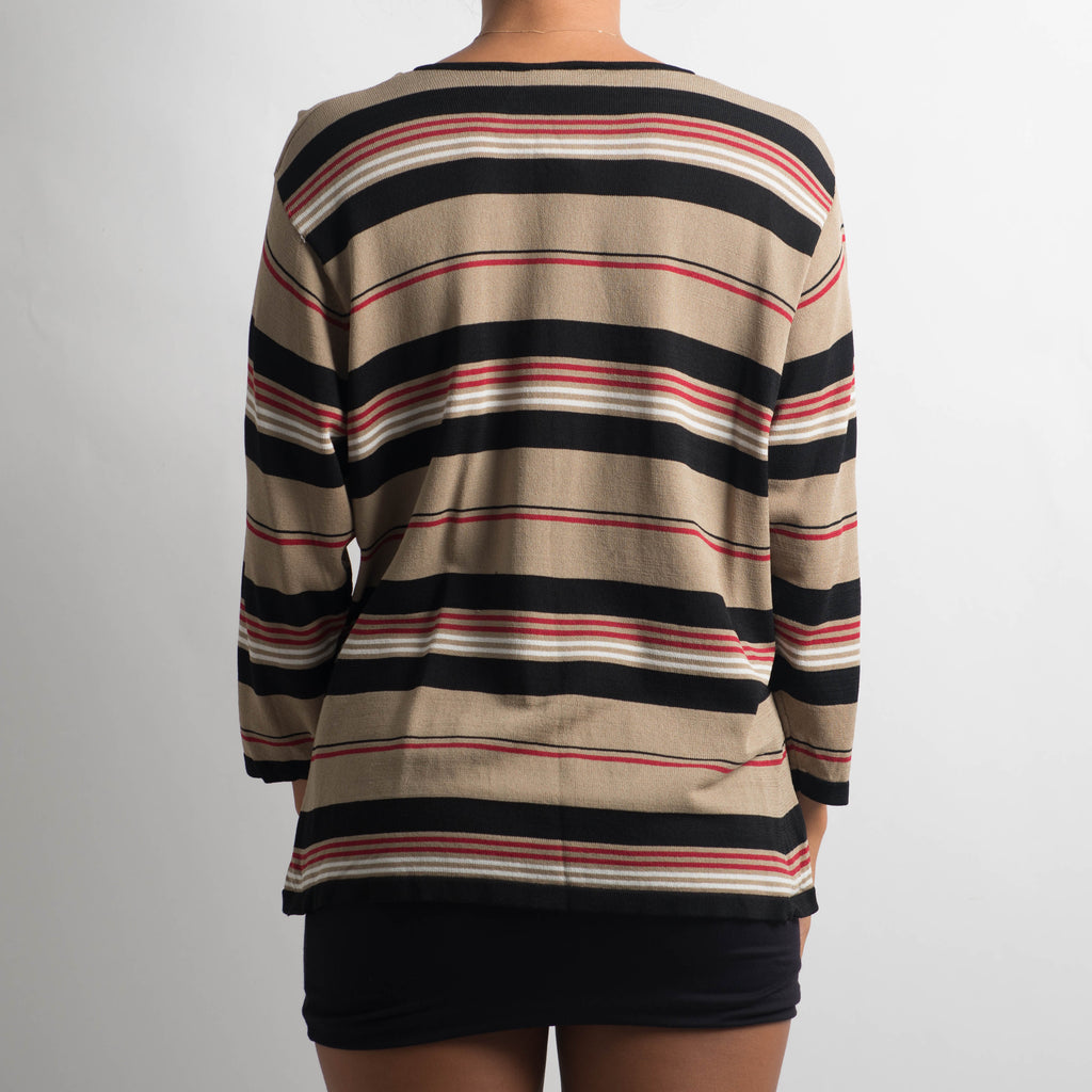 BROWN STRIPE KNIT TOP