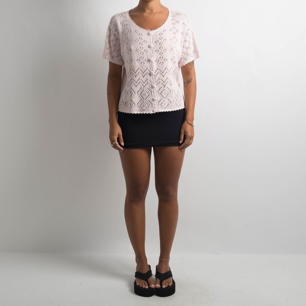 PALE PINK BRODERIE KNIT TOP