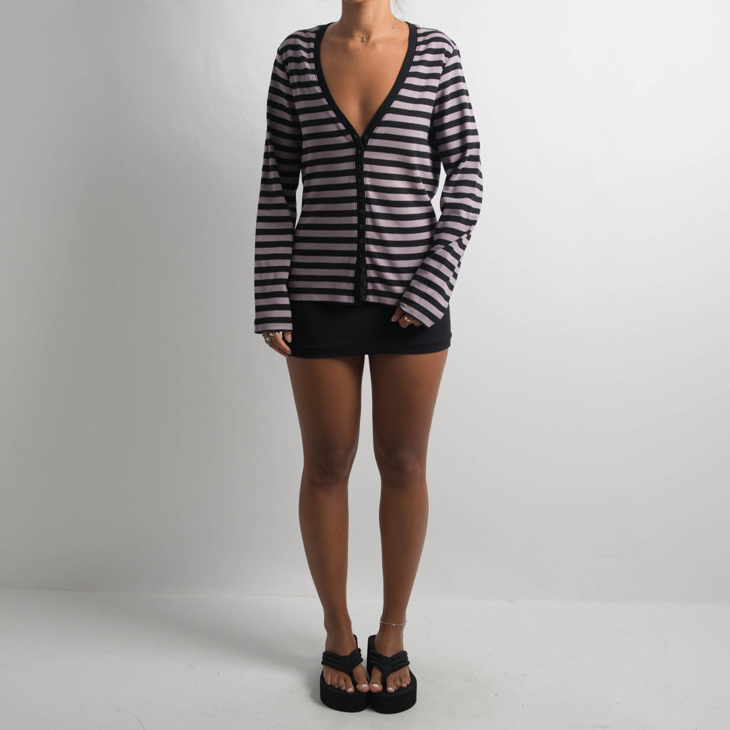 PURPLE STRIPE CARDIGAN