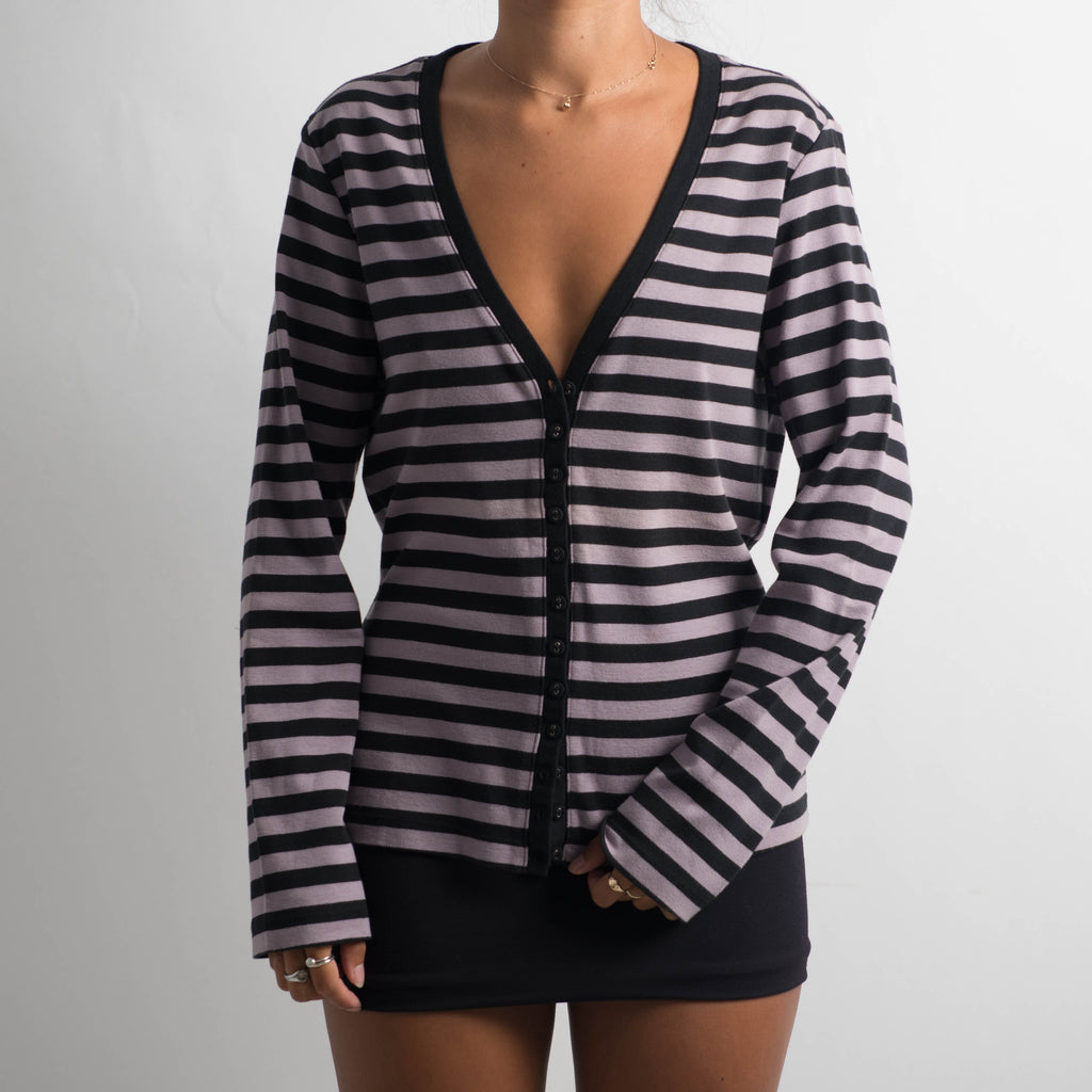 PURPLE STRIPE CARDIGAN