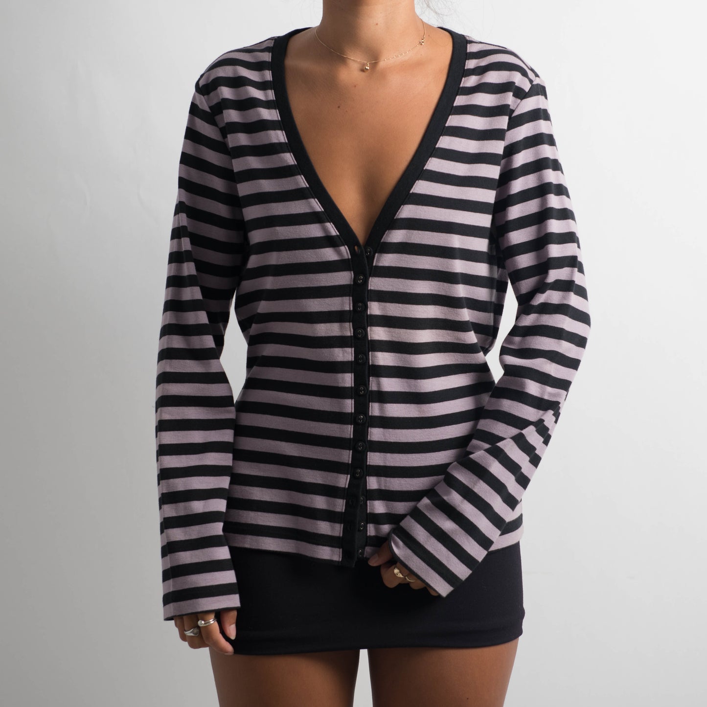 PURPLE STRIPE CARDIGAN
