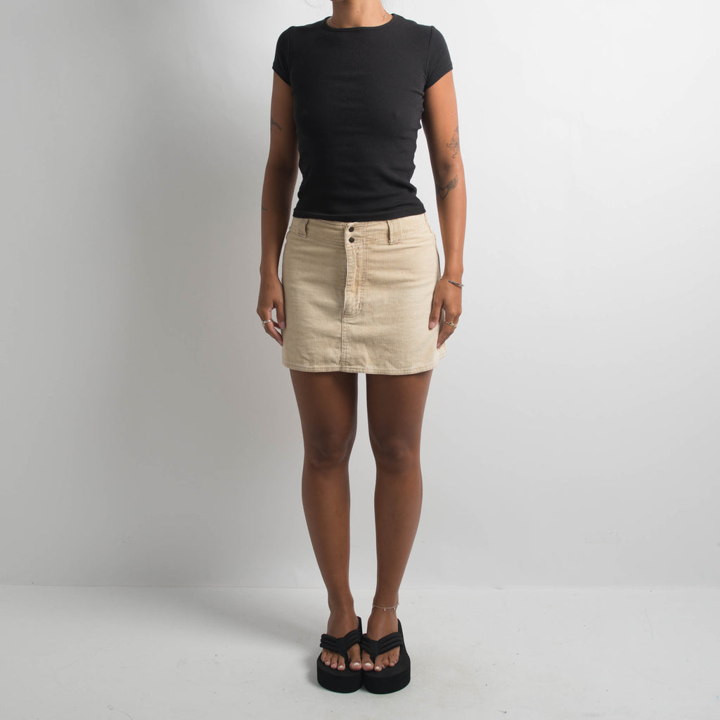 TAN CORDUROY MINI SKIRT