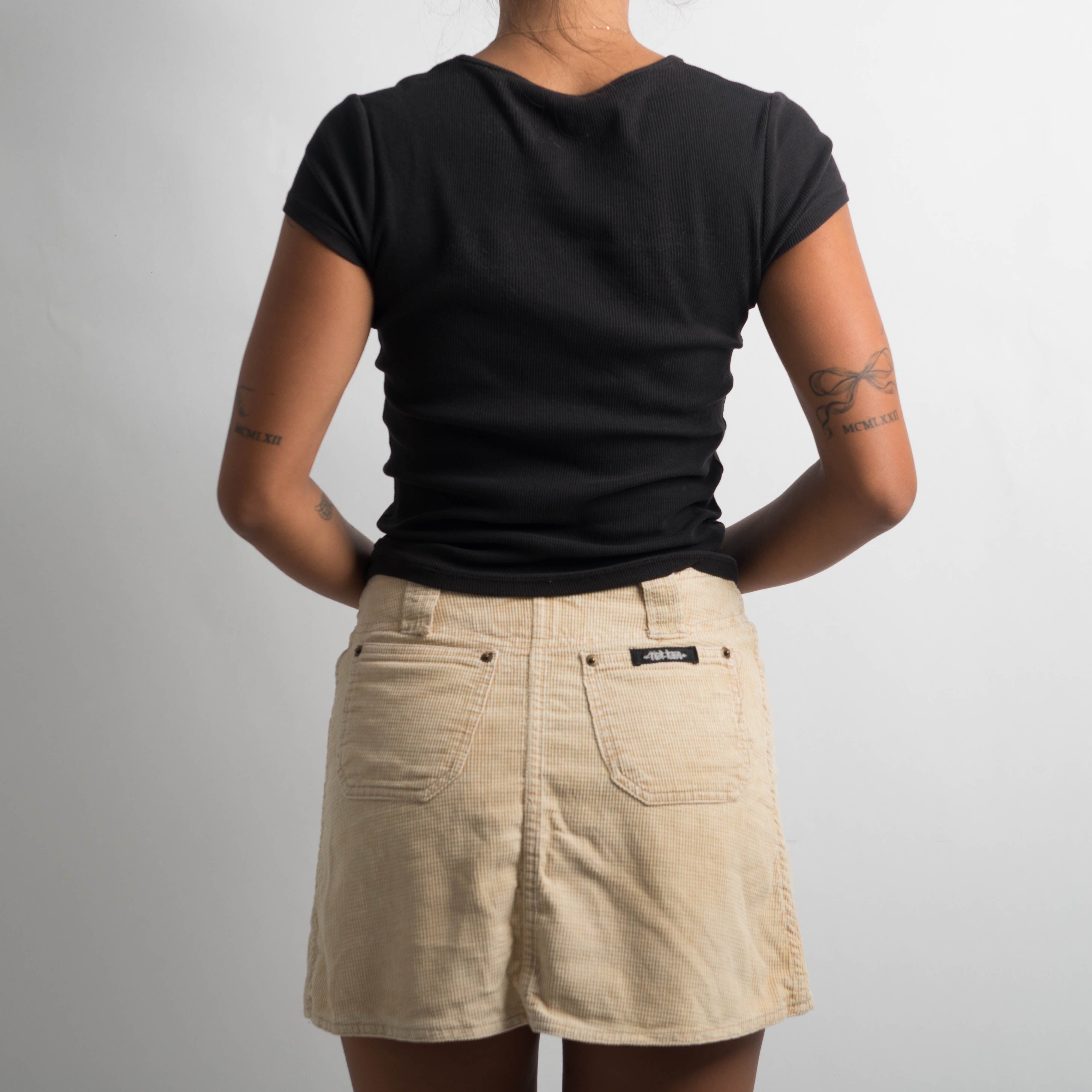 TAN CORDUROY MINI SKIRT