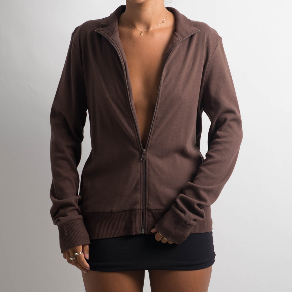 BROWN ZIP FRONT JACKET
