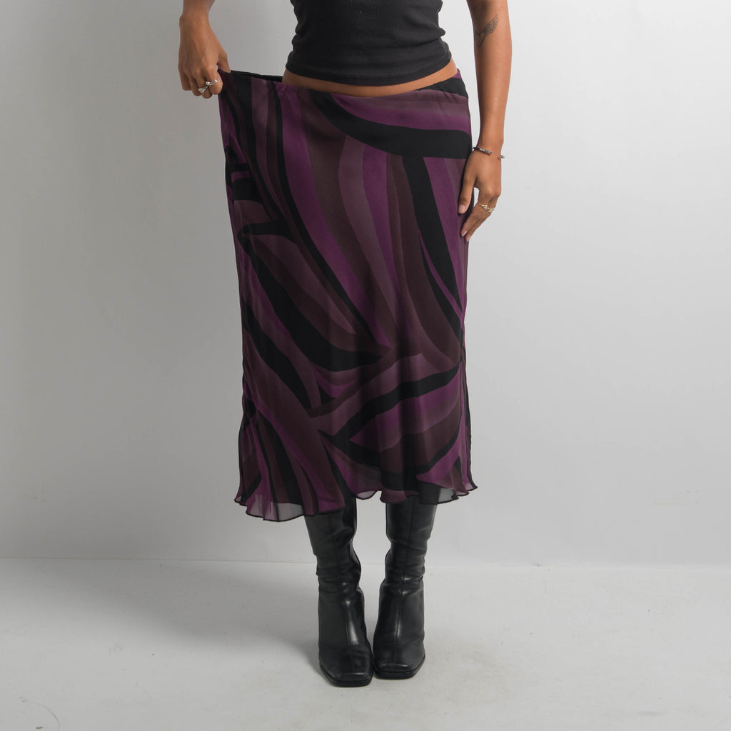PURPLE PATTERN MIDI SKIRT