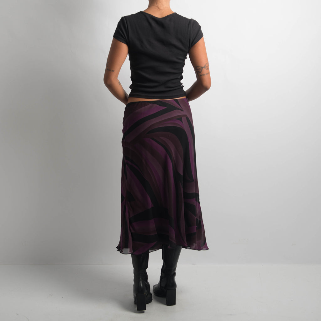 PURPLE PATTERN MIDI SKIRT