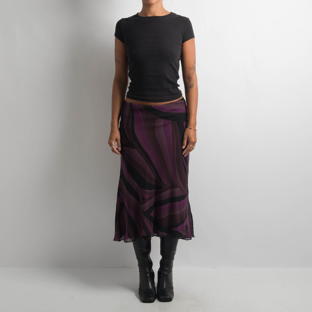 PURPLE PATTERN MIDI SKIRT