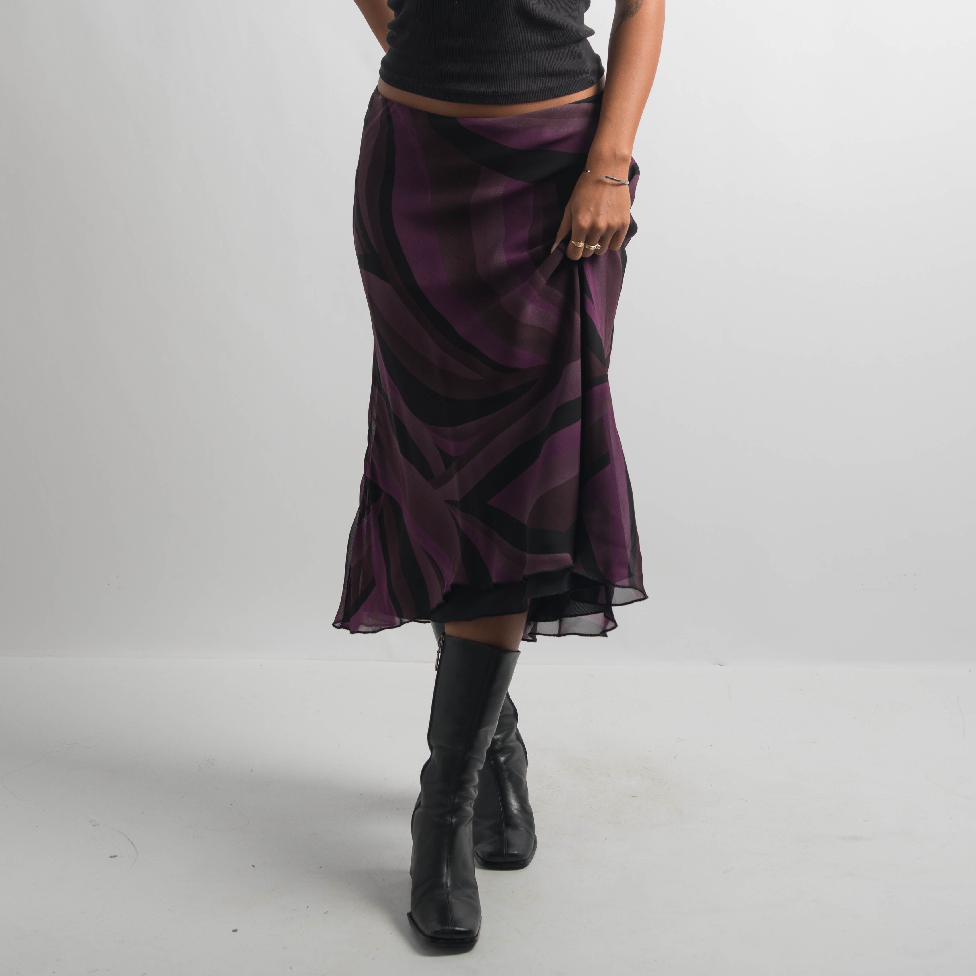 PURPLE PATTERN MIDI SKIRT