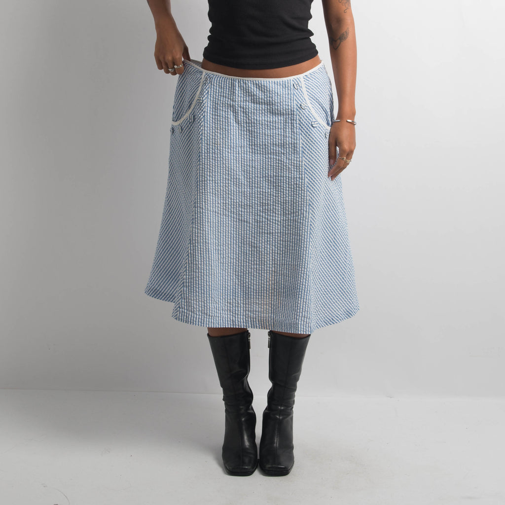 BLUE STRIPE MIDI SKIRT