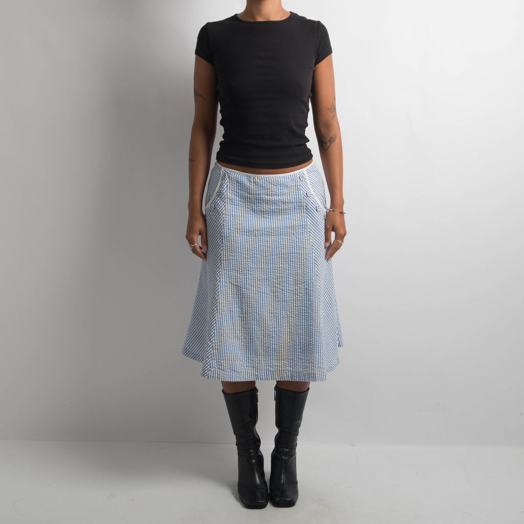 BLUE STRIPE MIDI SKIRT