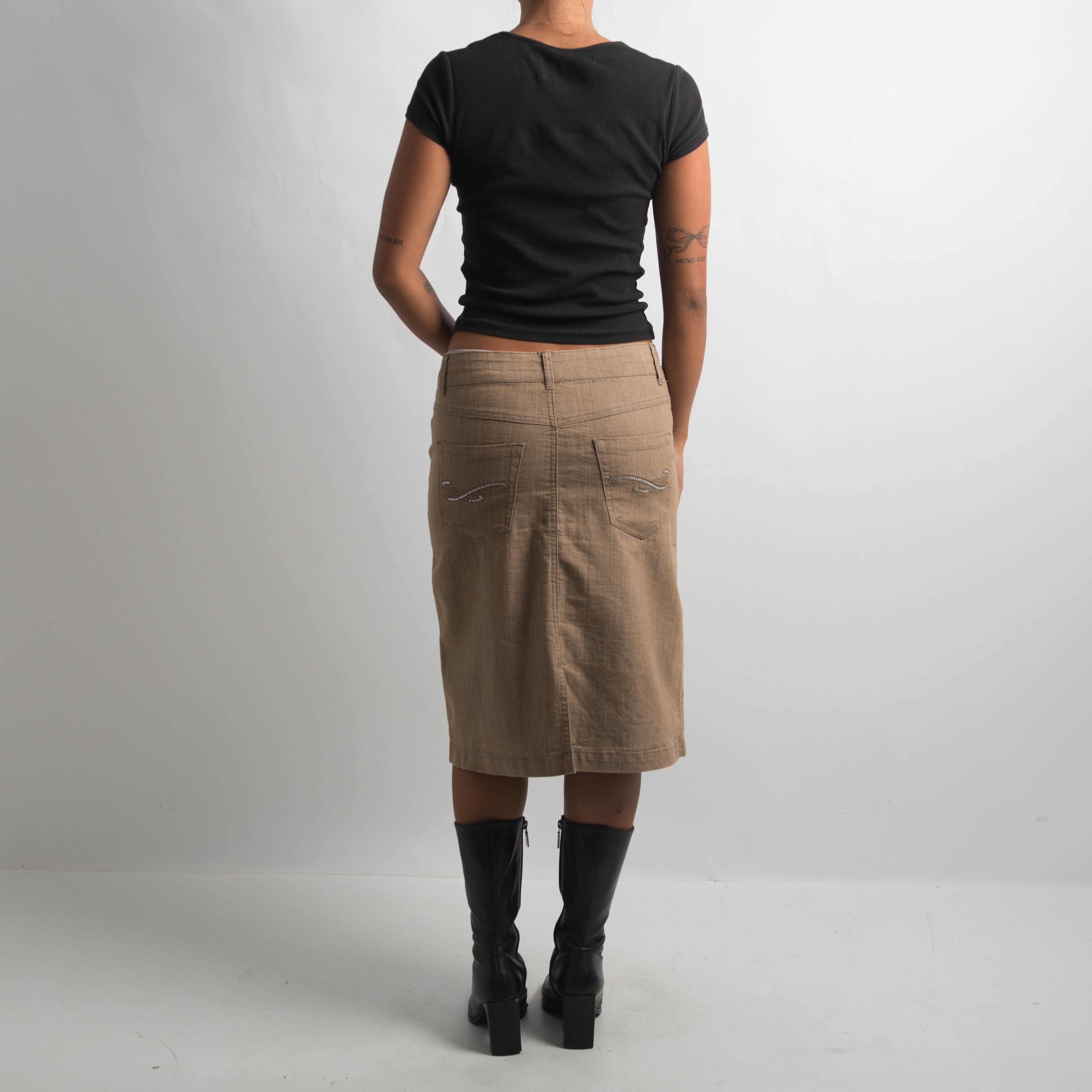 BROWN MIDI SKIRT