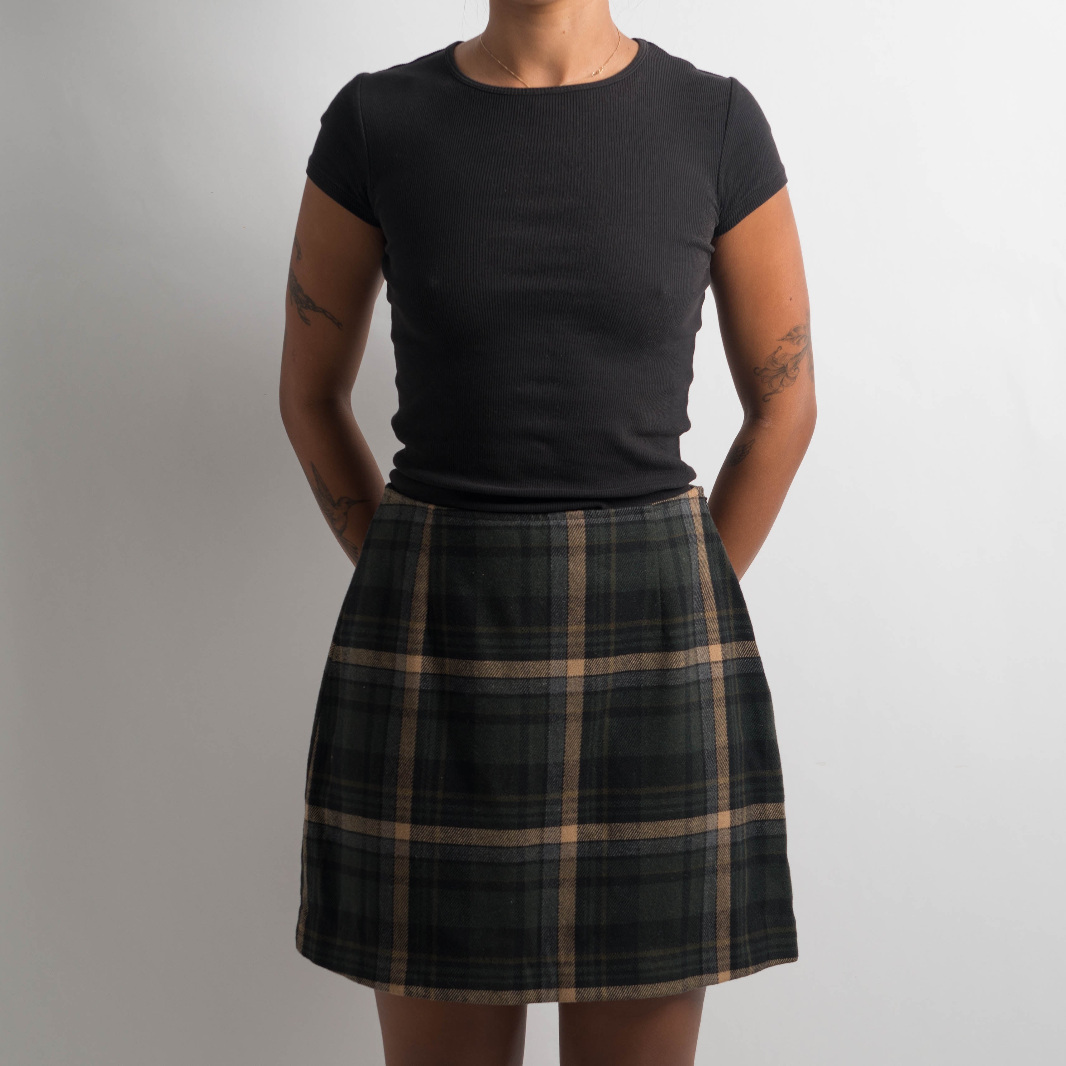 WOOL PLAID MINI SKIRT