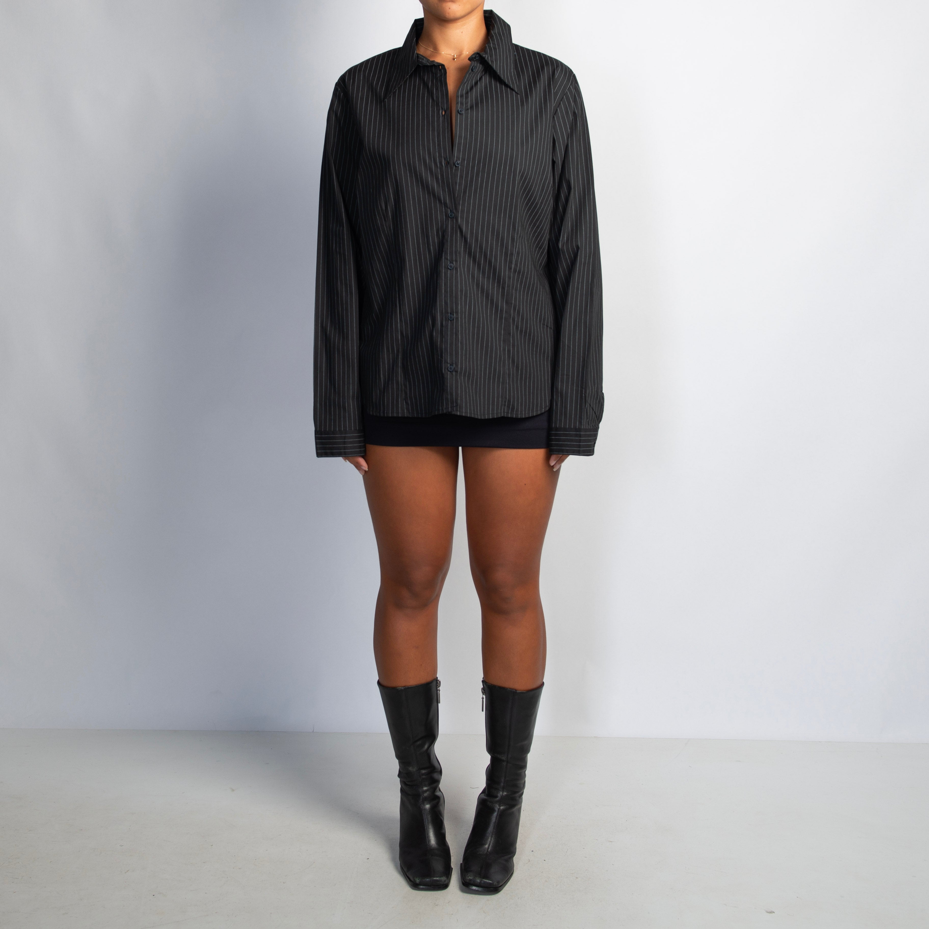 BLACK PINSTRIPE BLOUSE