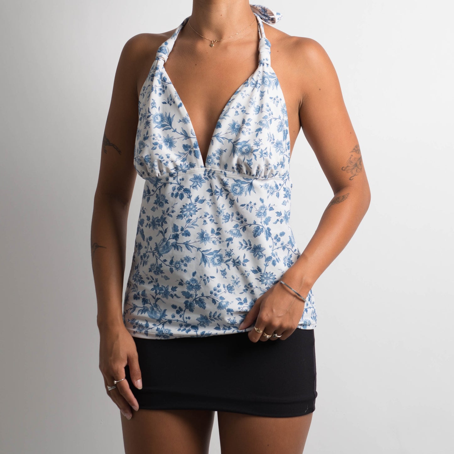 BLUE FLORAL TANKINI TOP