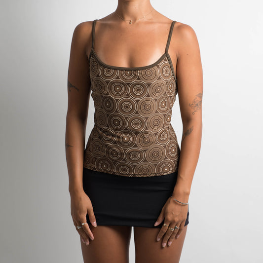 BROWN PATTERNED TANKINI TOP