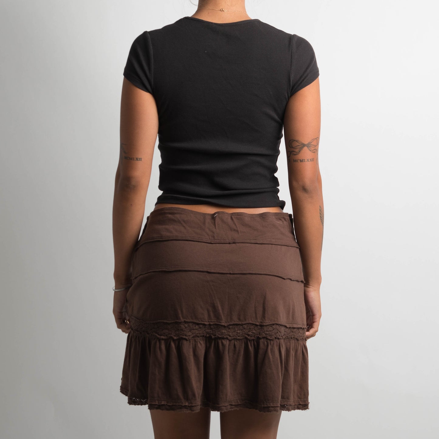 BROWN TIERED SKIRT