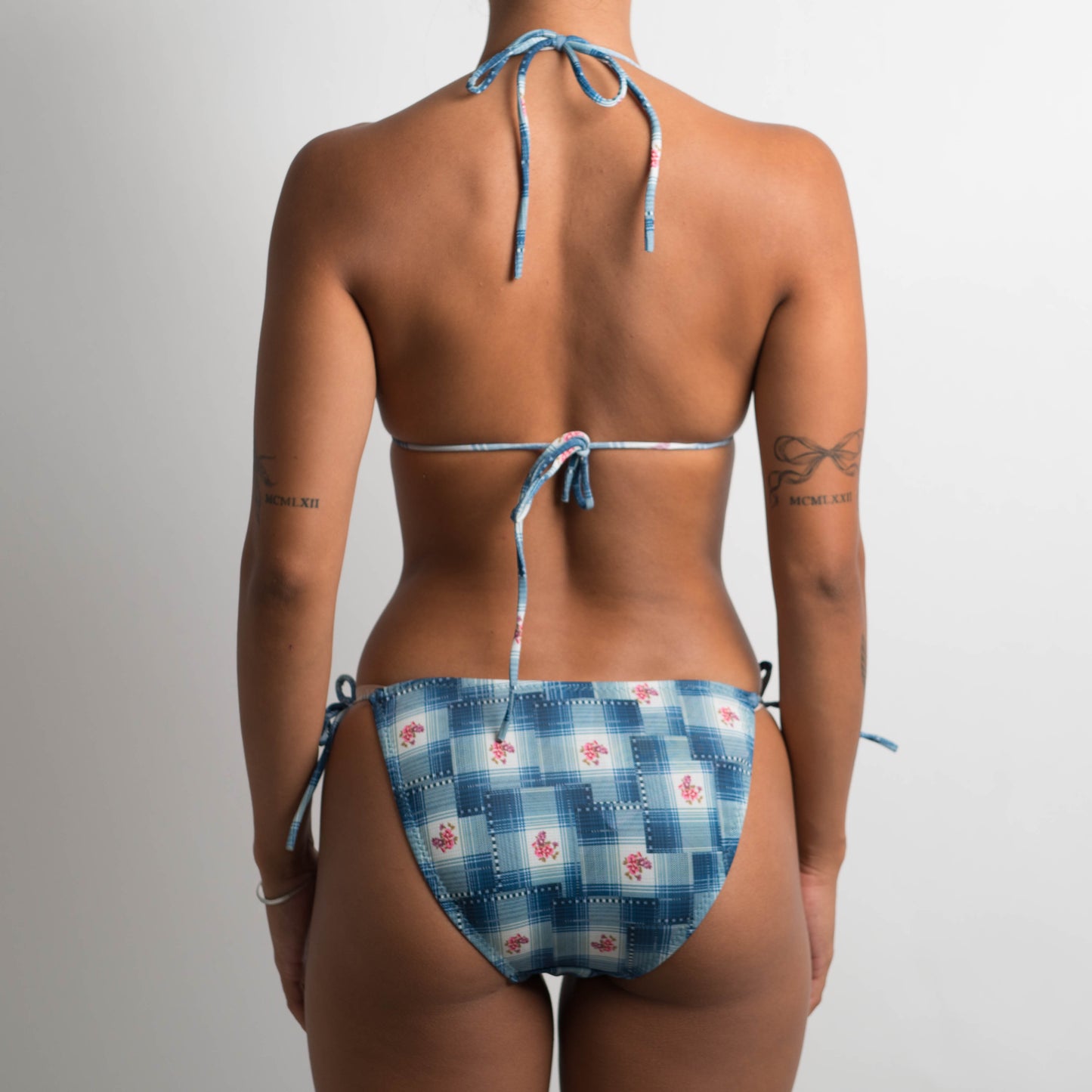 FLORAL PLAID STRING BIKINI