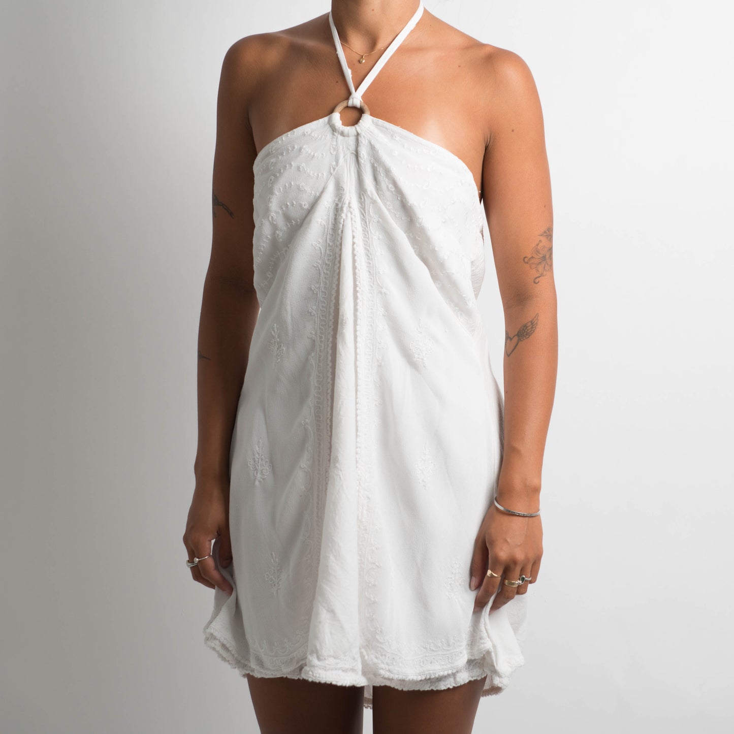 WHITE HALTERNECK DRESS