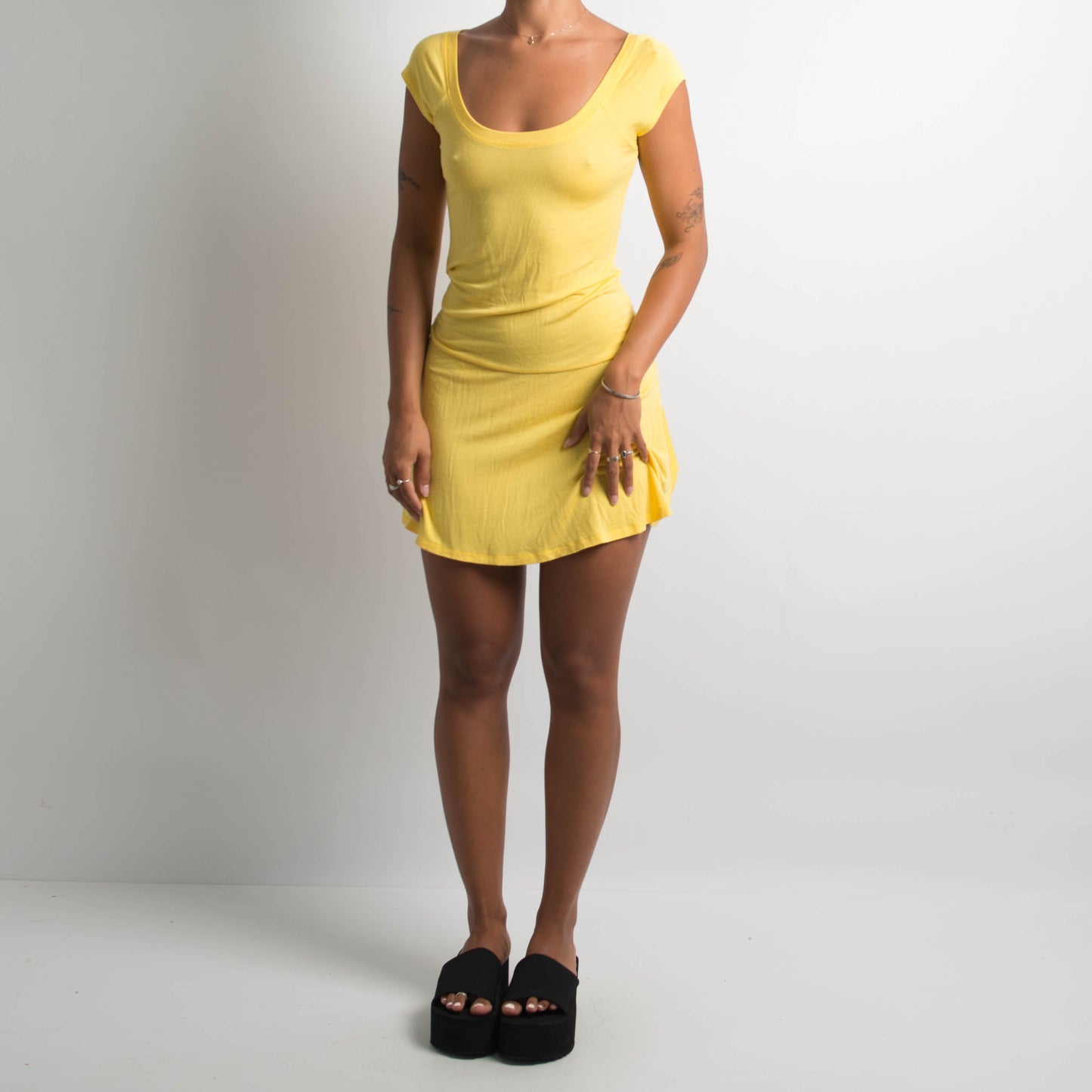 YELLOW SLINKY MINI DRESS