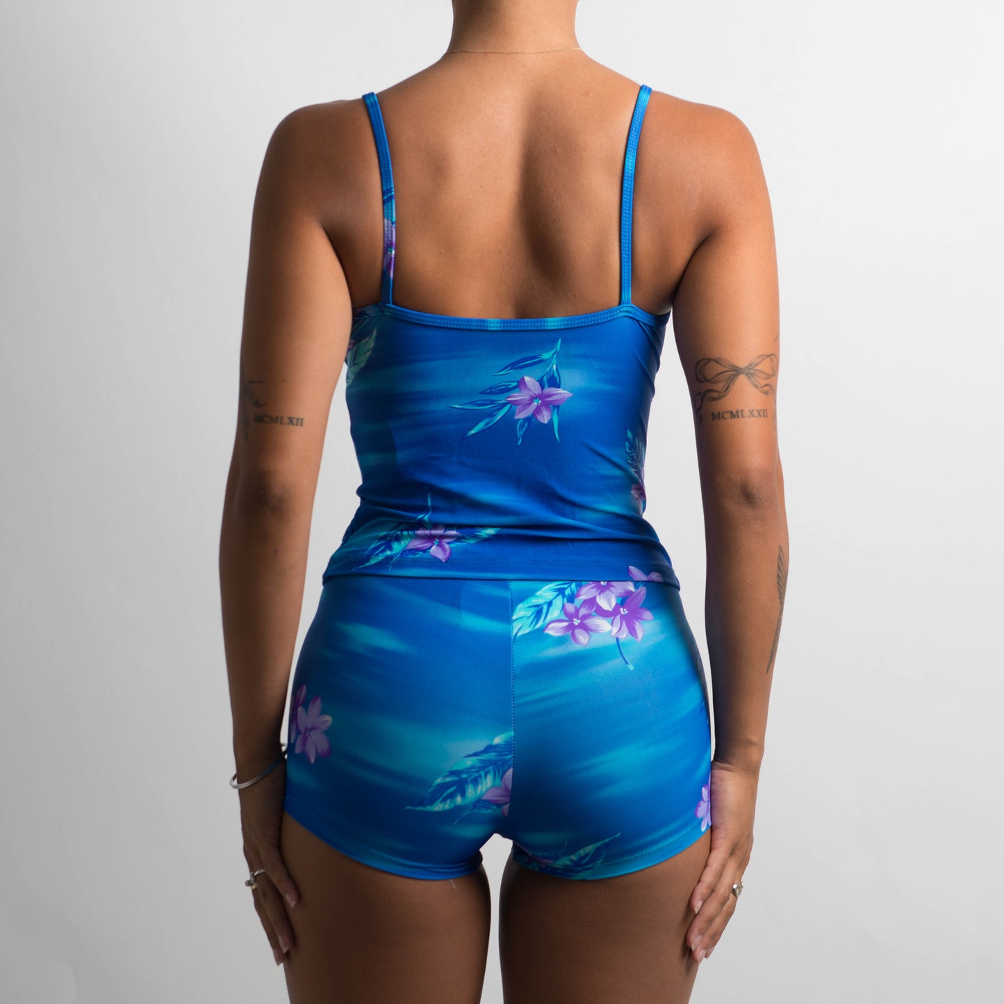 BLUE FLORAL TANKINI TOP