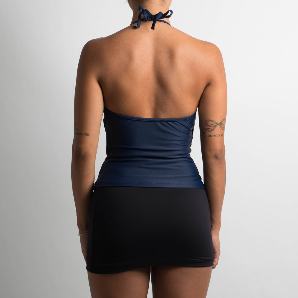NAVY HALTER TANKINI TOP
