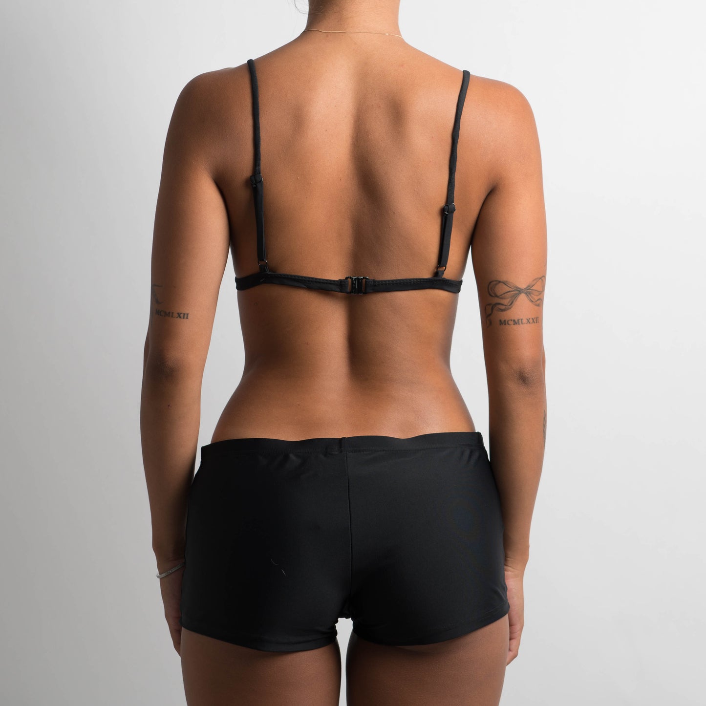 BLACK MINI SWIM SHORTS