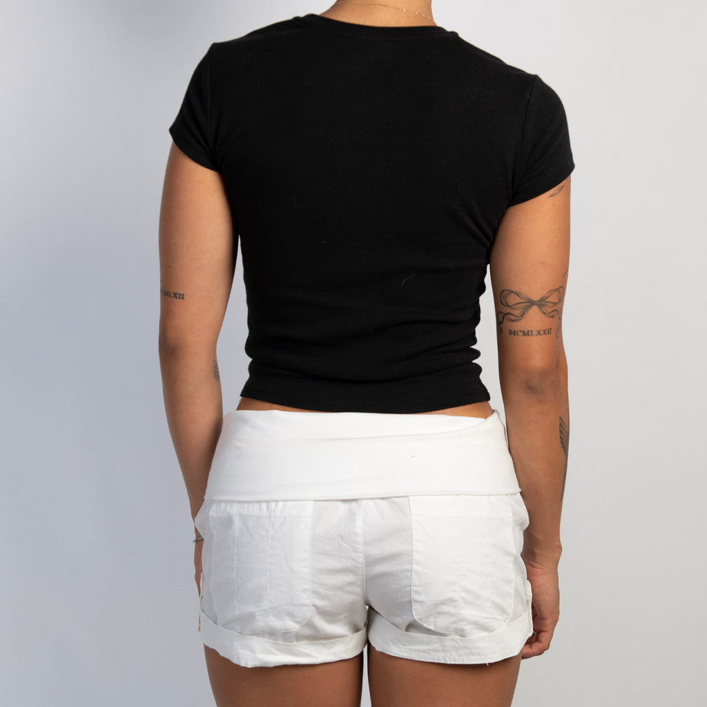 WHITE FOLD OVER SHORTS