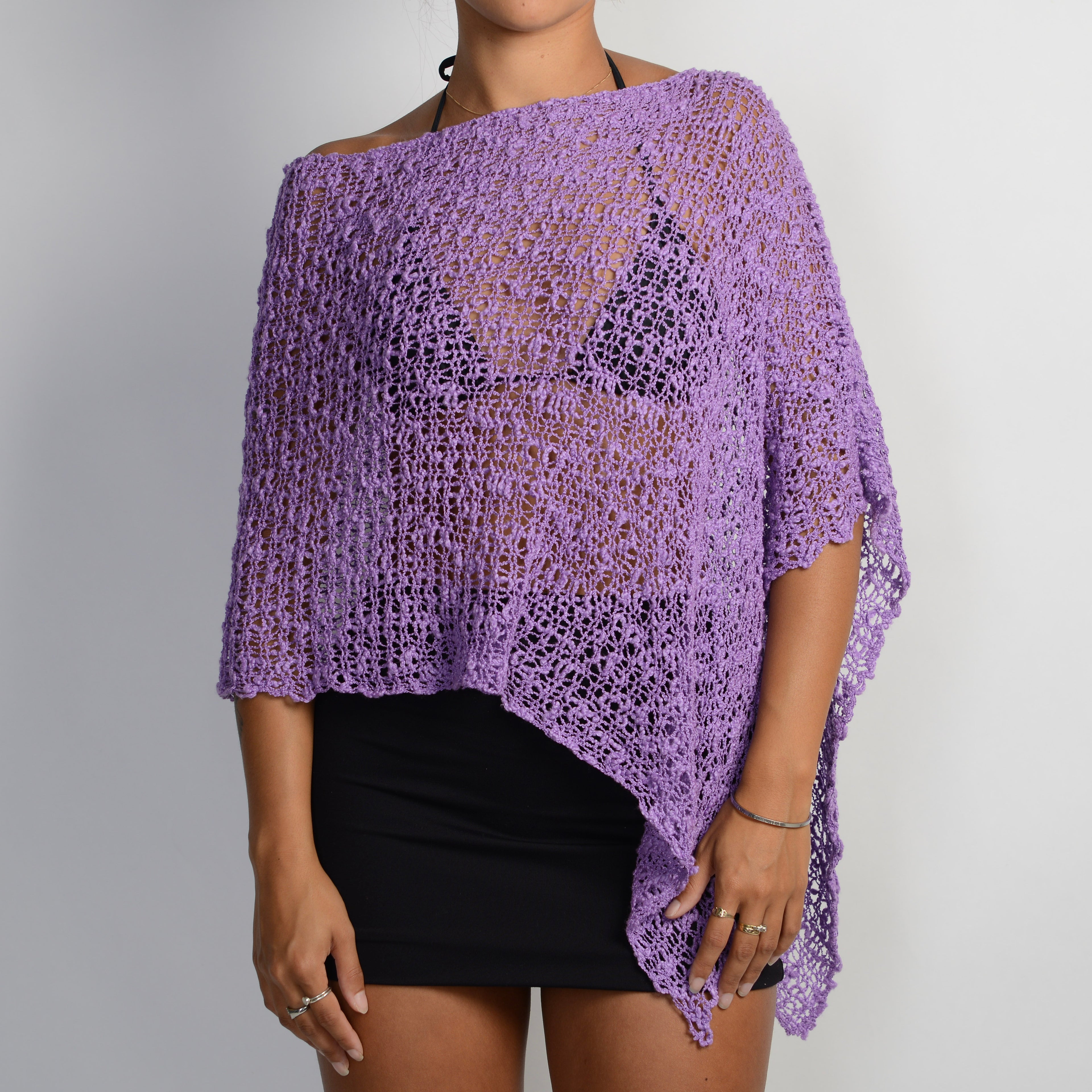 PURPLE CROCHET PONCHO