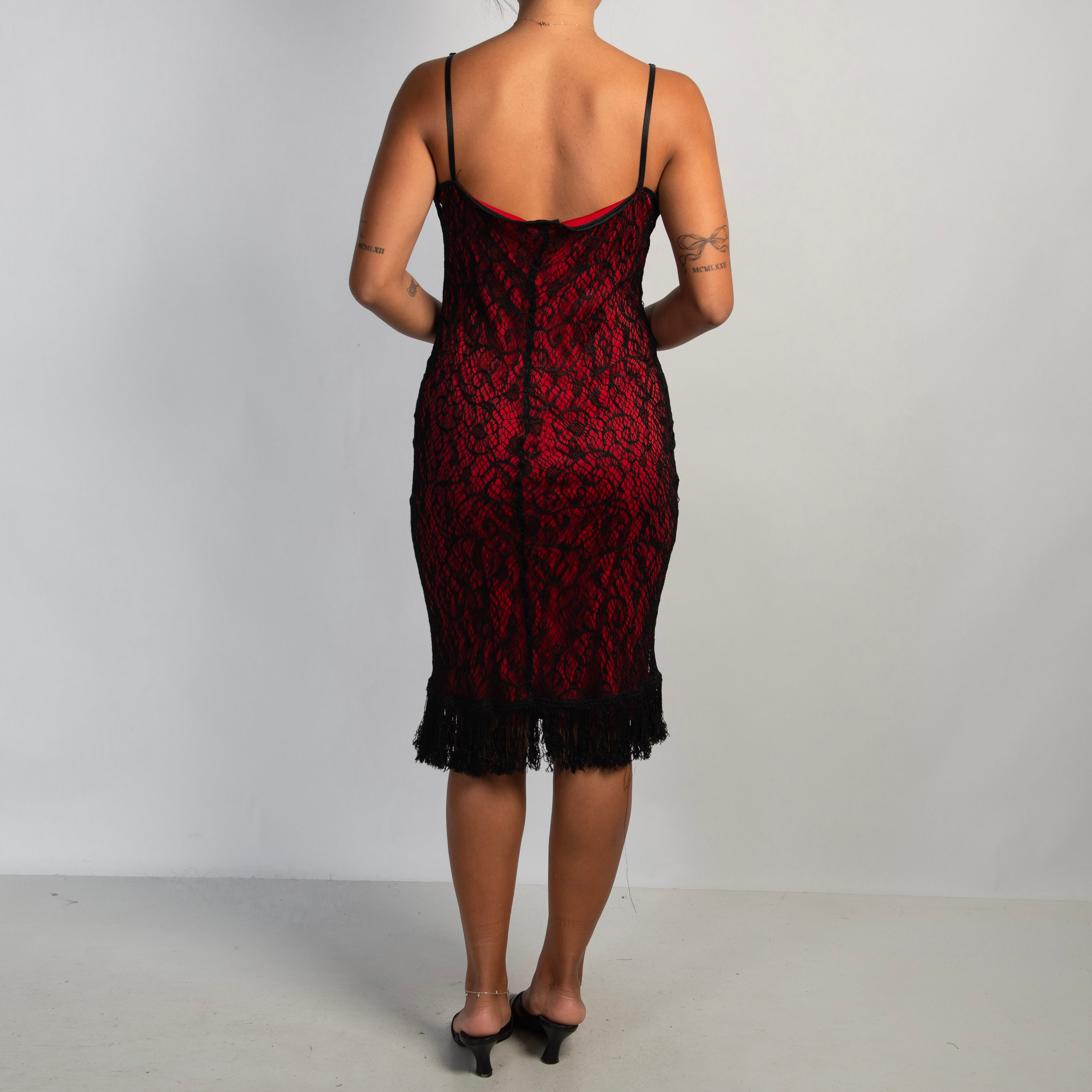 CROCHET FRINGE MIDI DRESS
