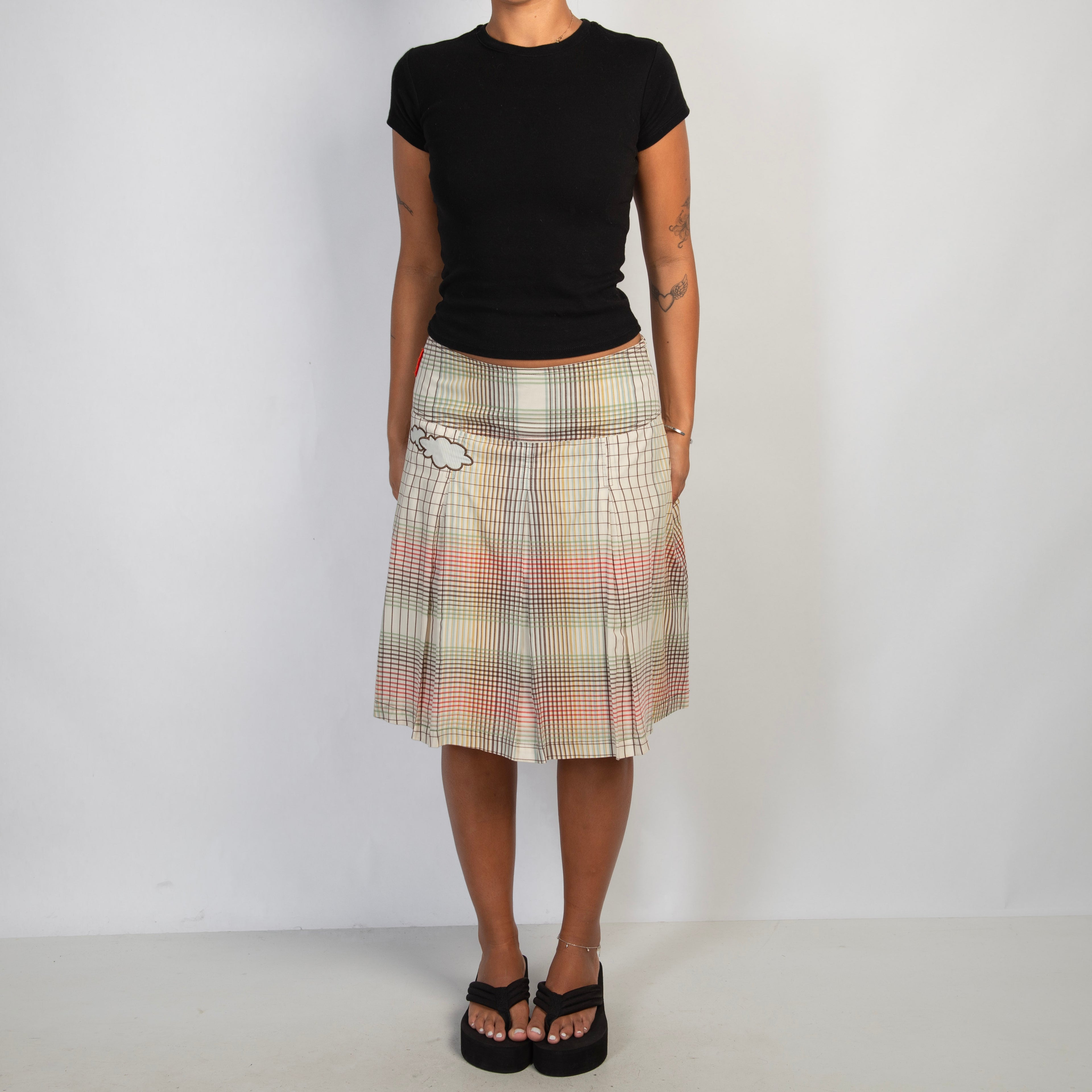 PLAID MIDI SKIRT