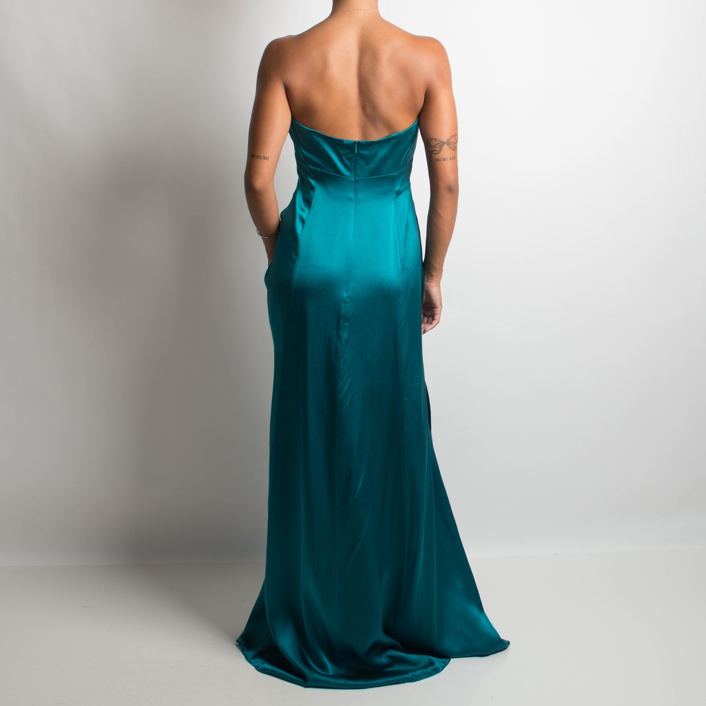 TEAL STRAPLESS GOWN