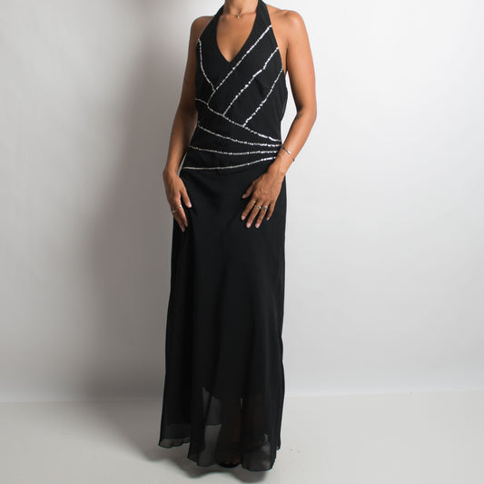 BLACK HALTERNECK GOWN