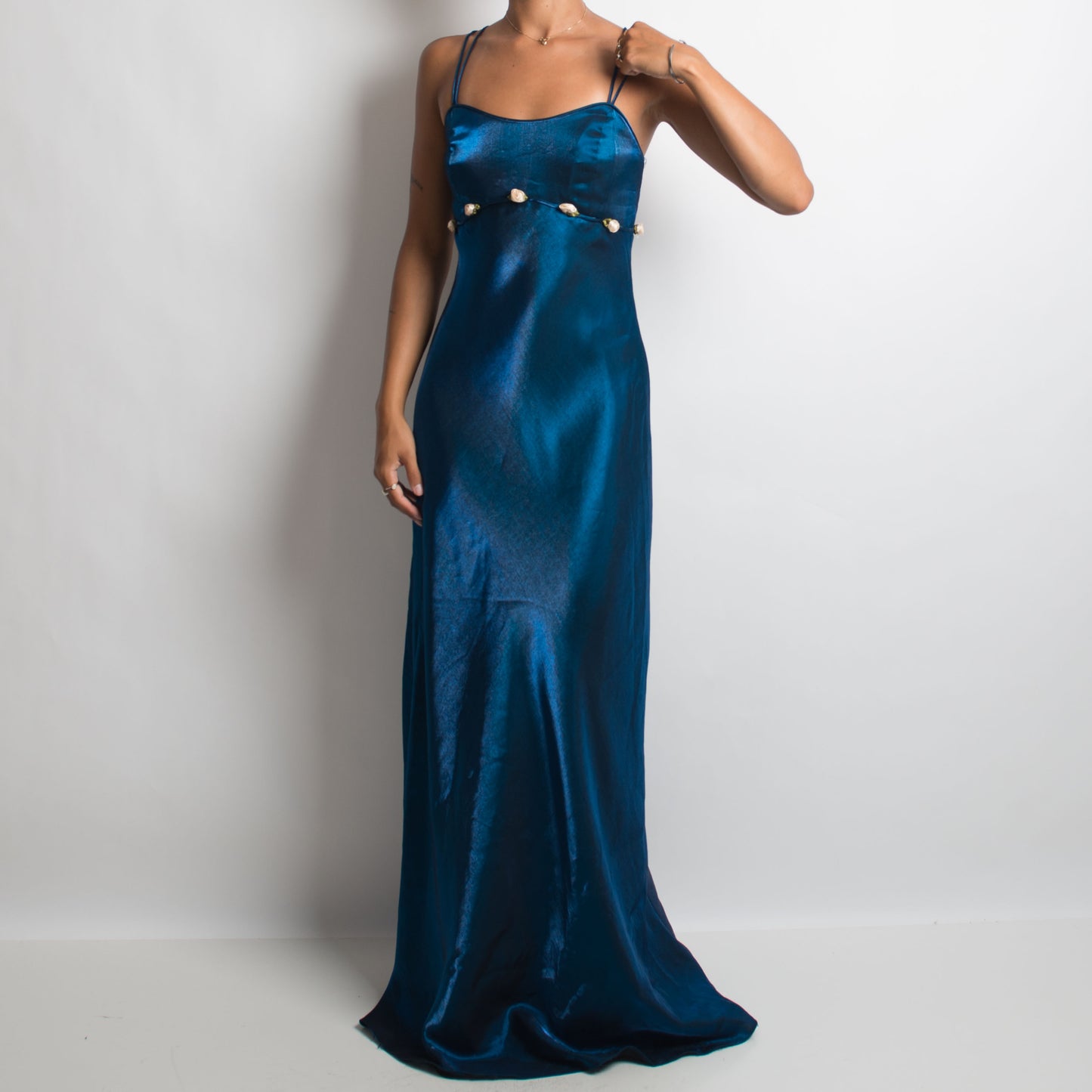 NAVY METALLIC GOWN