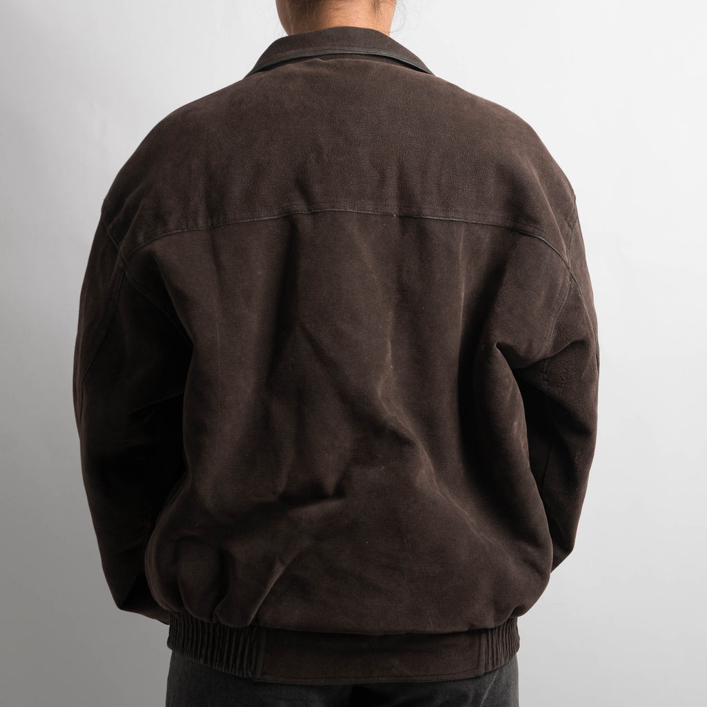 DARK BROWN FAUX SUEDE JACKET