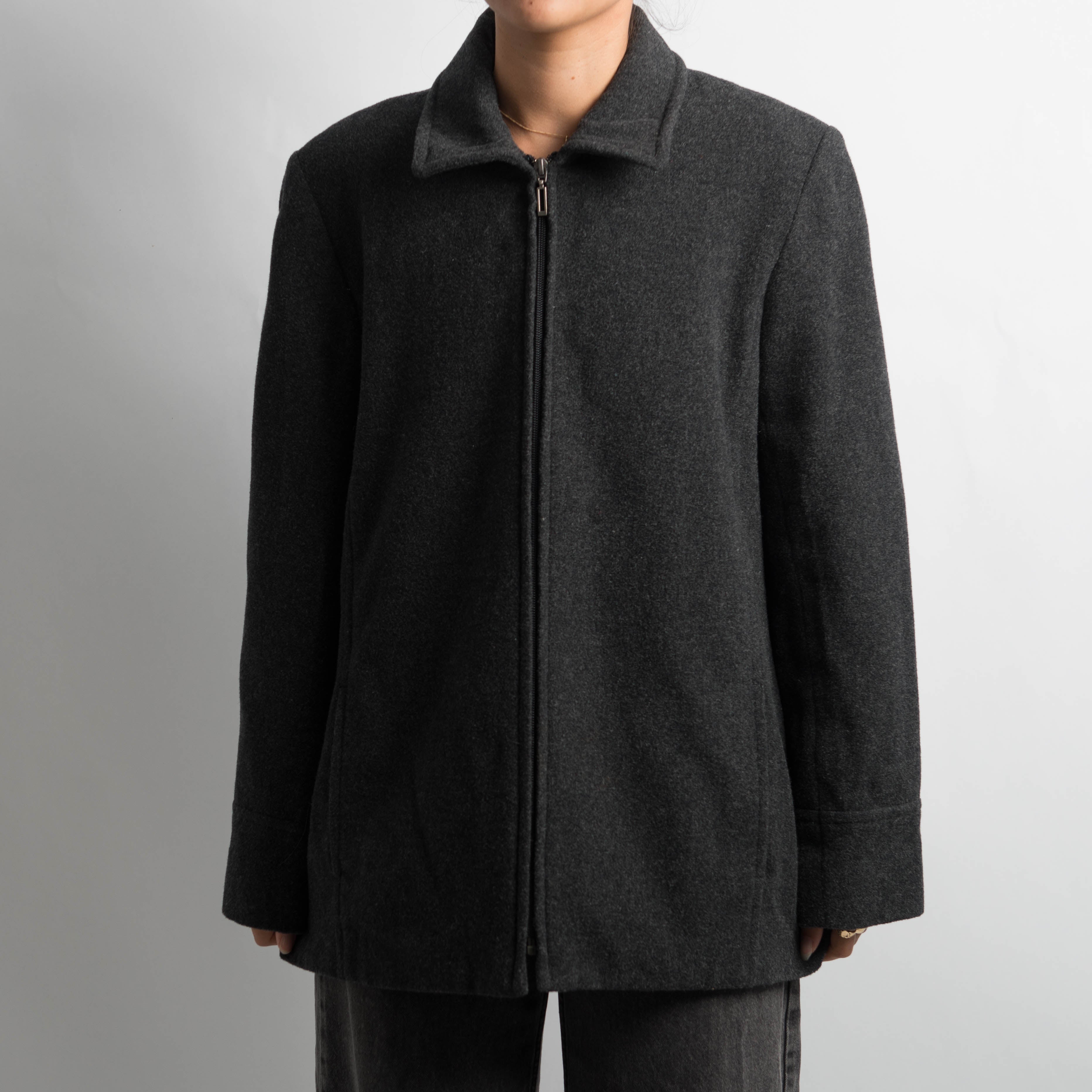 CHARCOAL WOOL ZIP JACKET