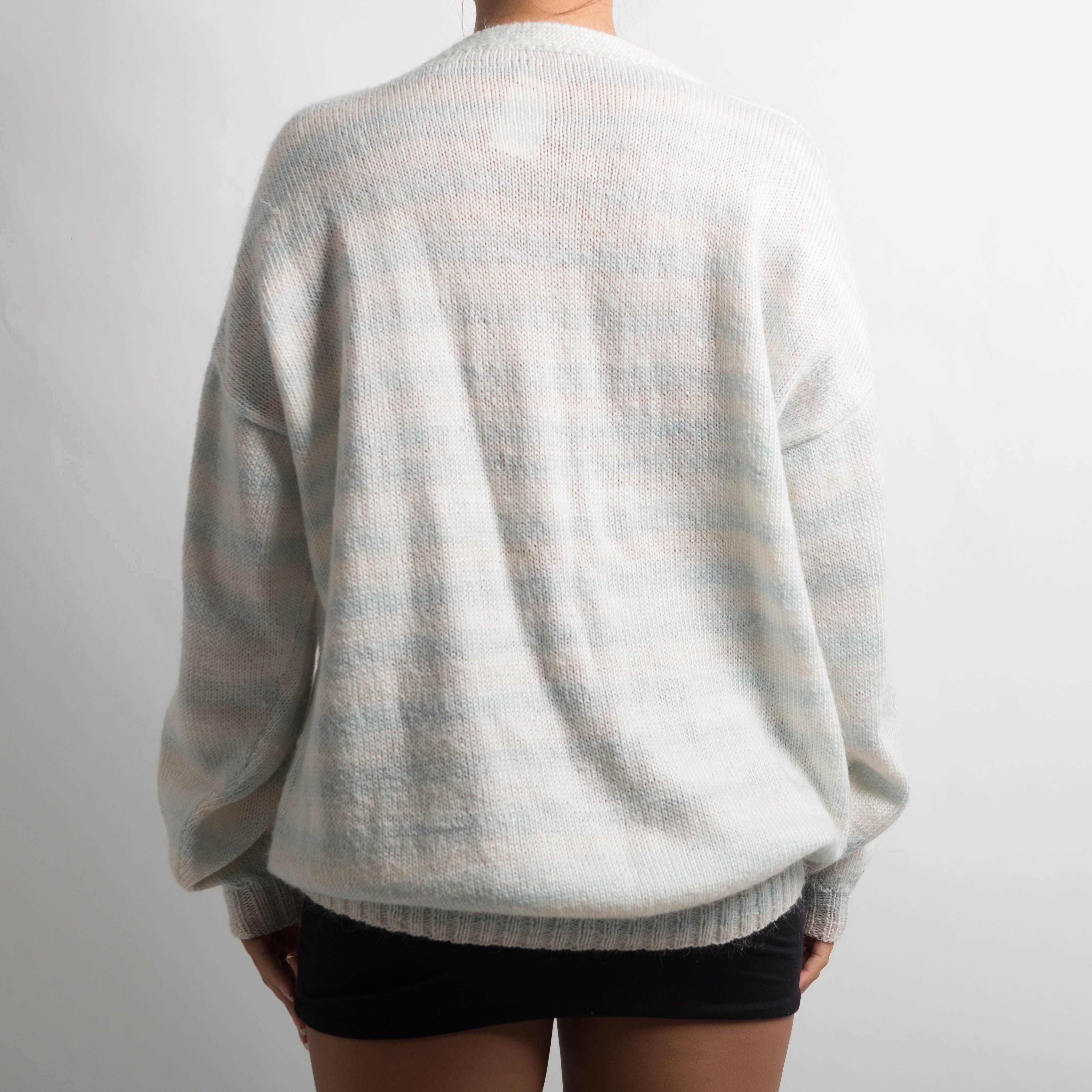 STRIPED KNIT BUTTON SWEATER