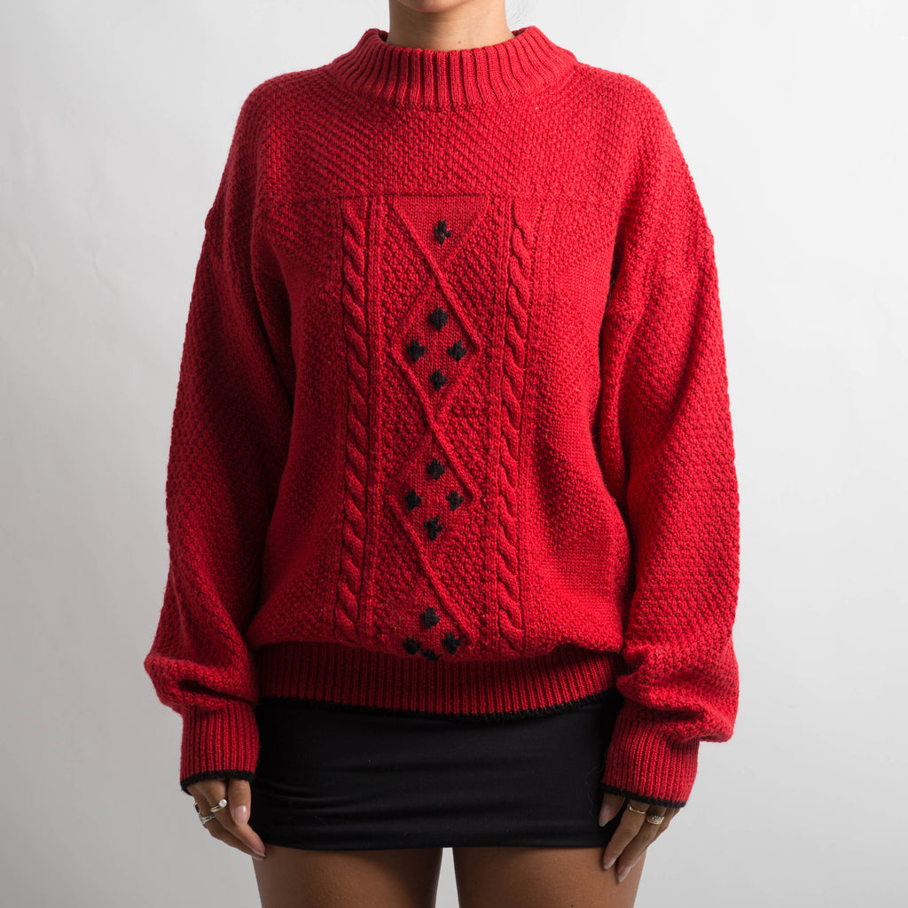 RED WOOL KNIT SWEATER