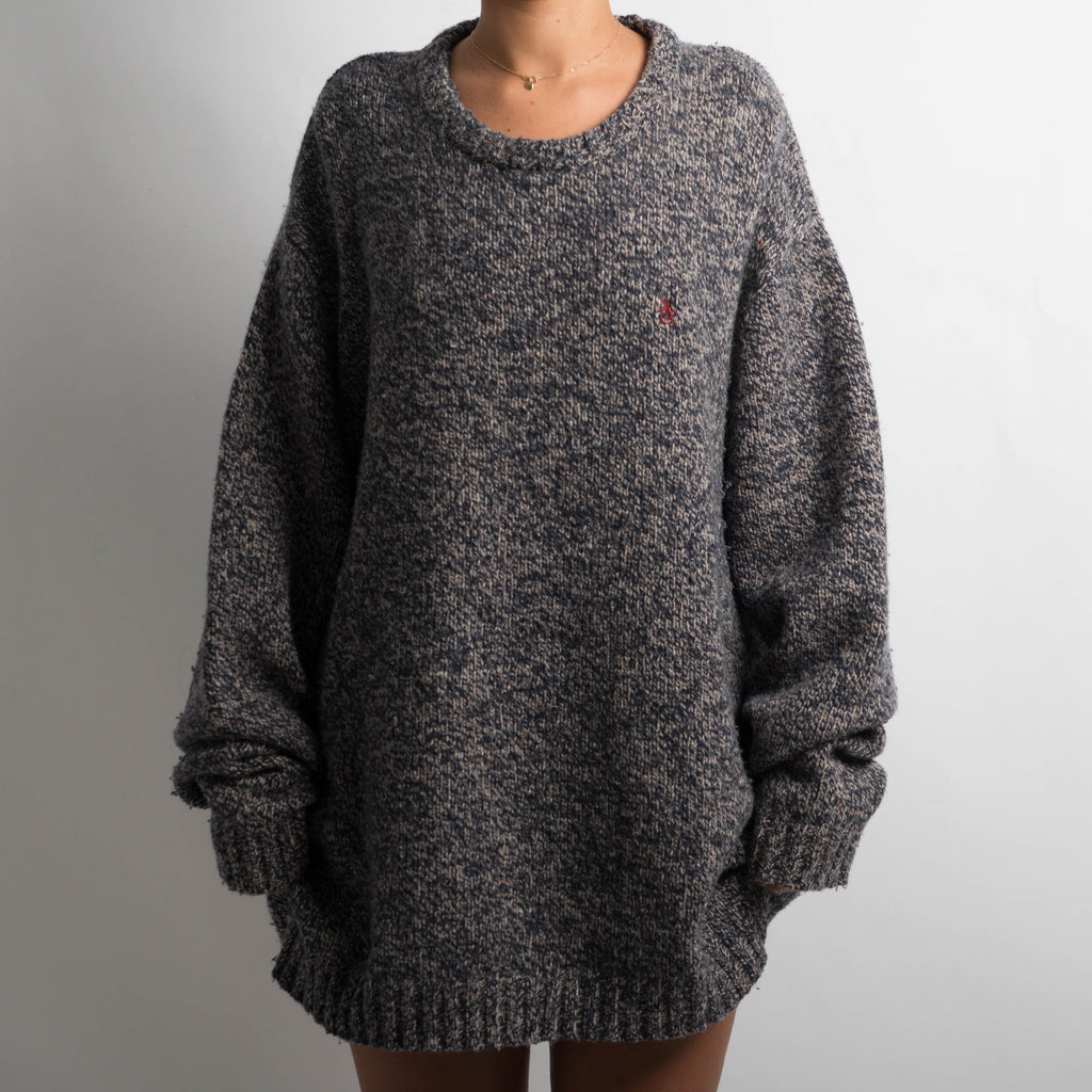 NAVY MARLE KNIT SWEATER
