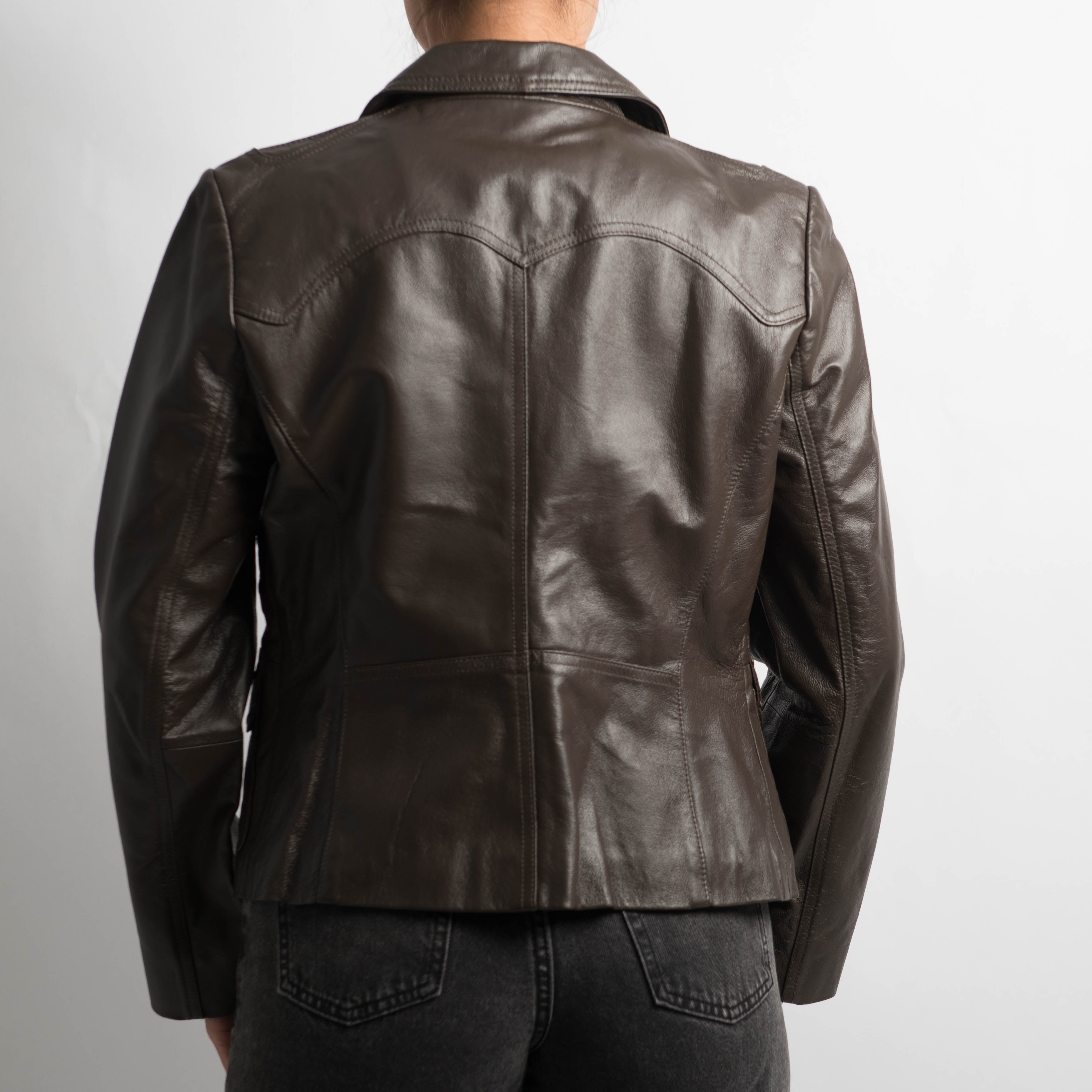 BROWN LEATHER BLAZER