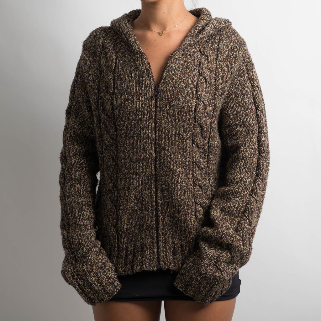 BROWN MARLE ZIP CARDIGAN
