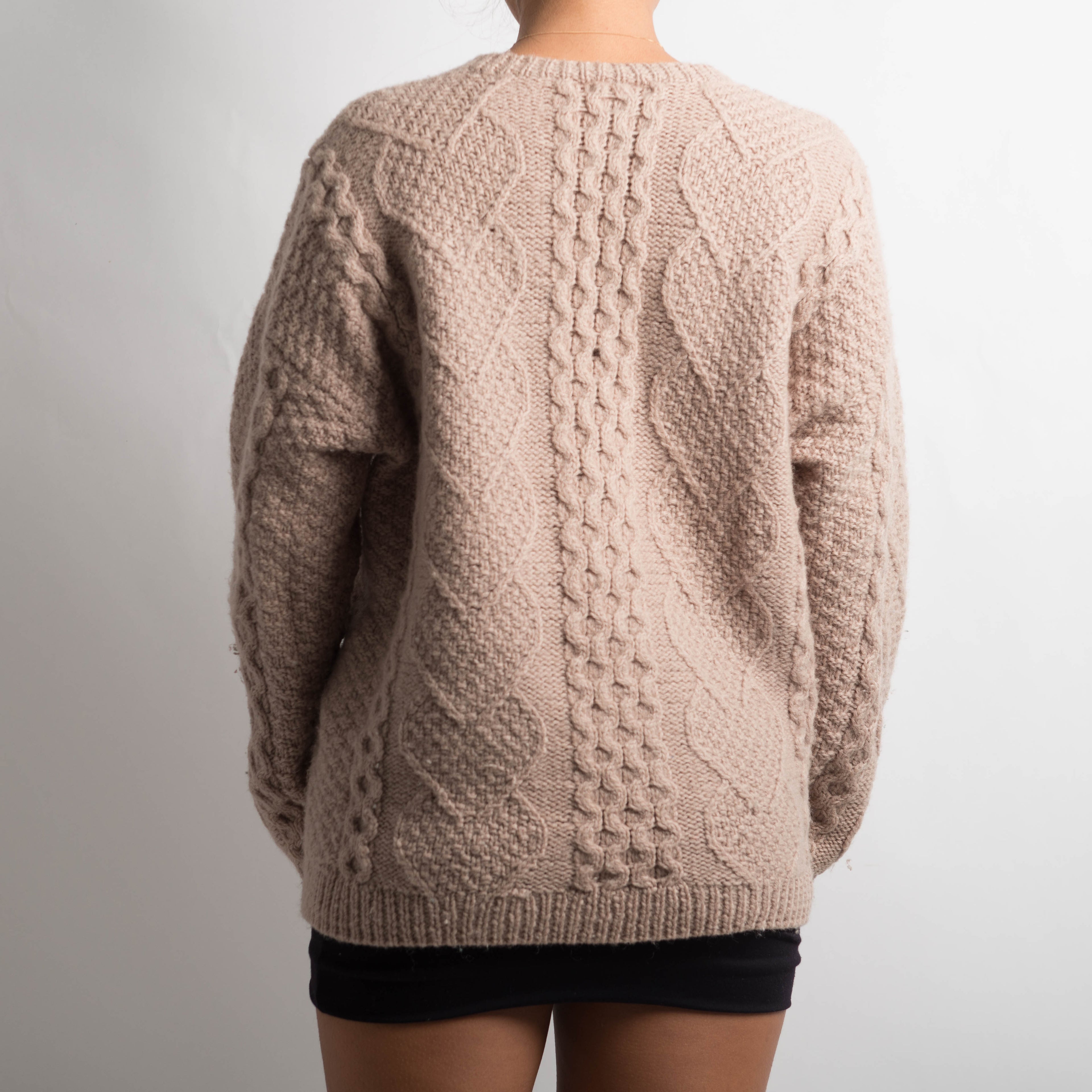 BEIGE CABLE KNIT CARDIGAN