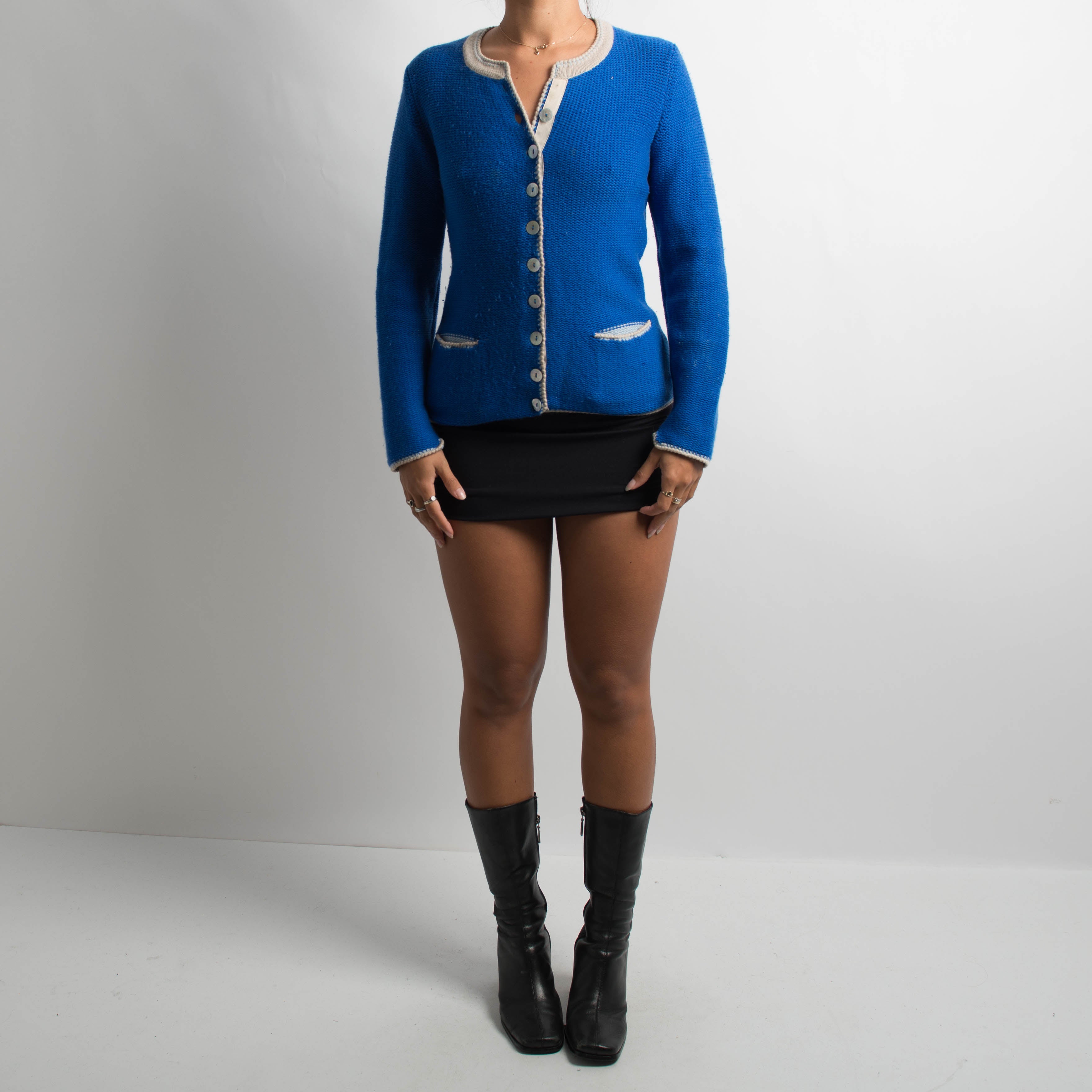 BLUE CASHMERE CARDIGAN
