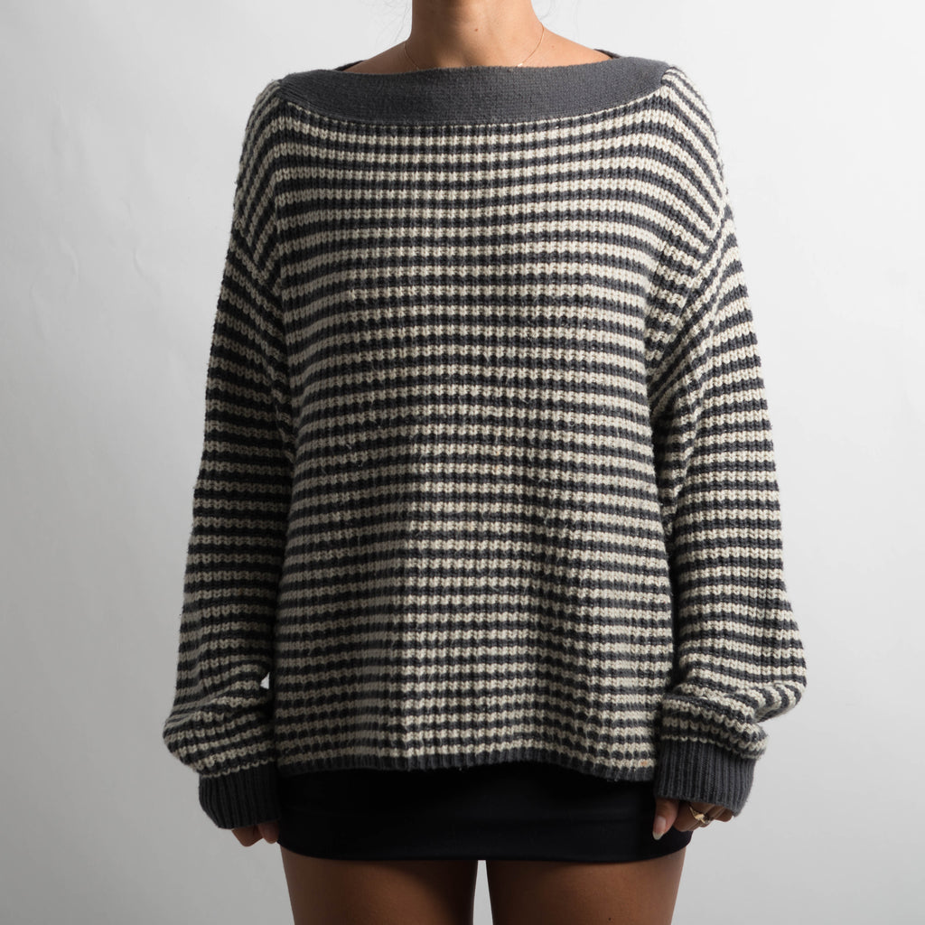 STRIPED WOOL KNIT SWEATER