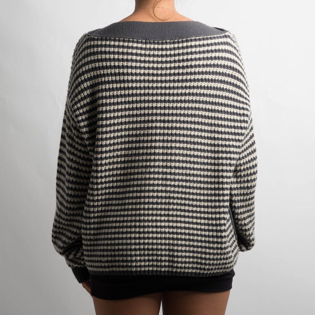 STRIPED WOOL KNIT SWEATER