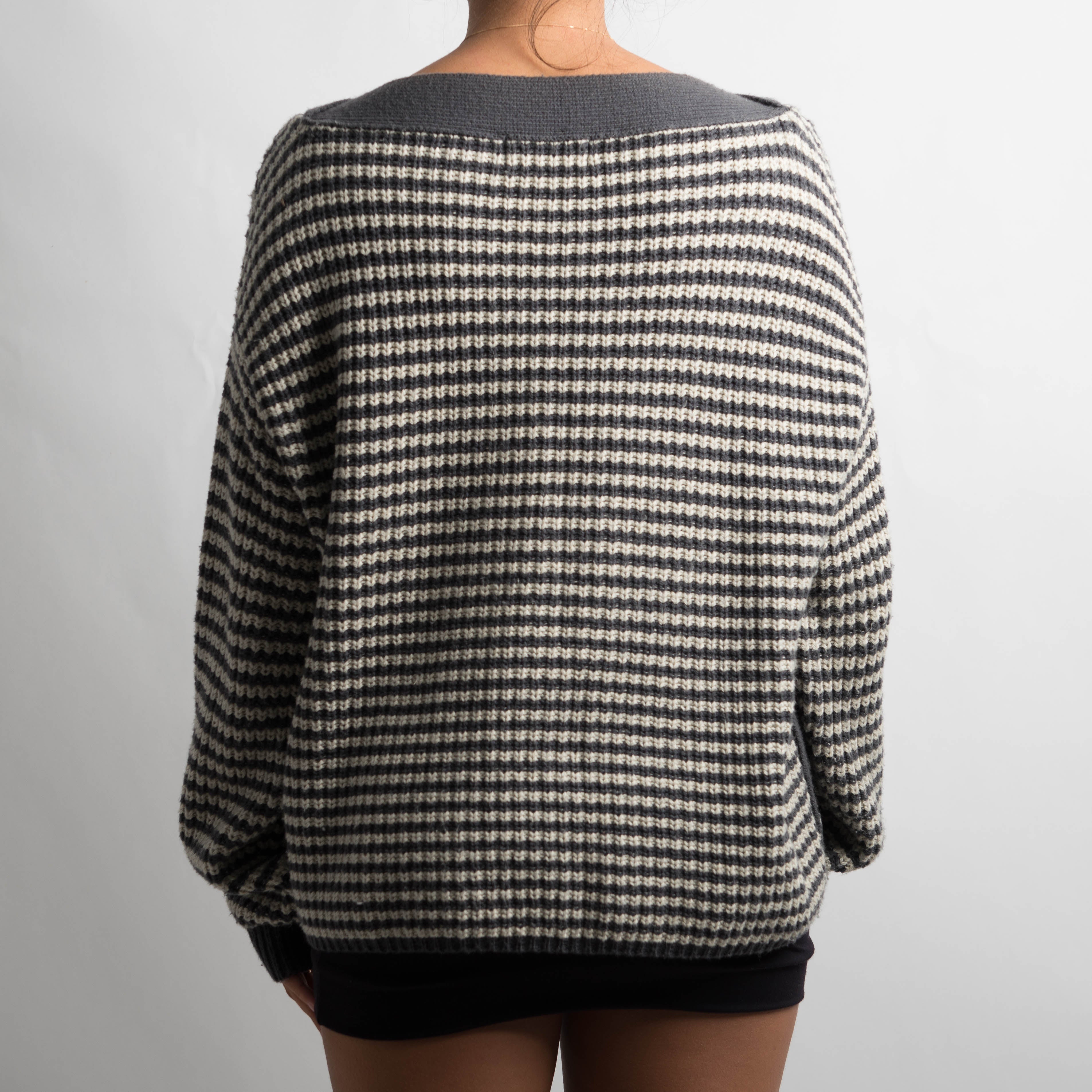 STRIPED WOOL KNIT SWEATER