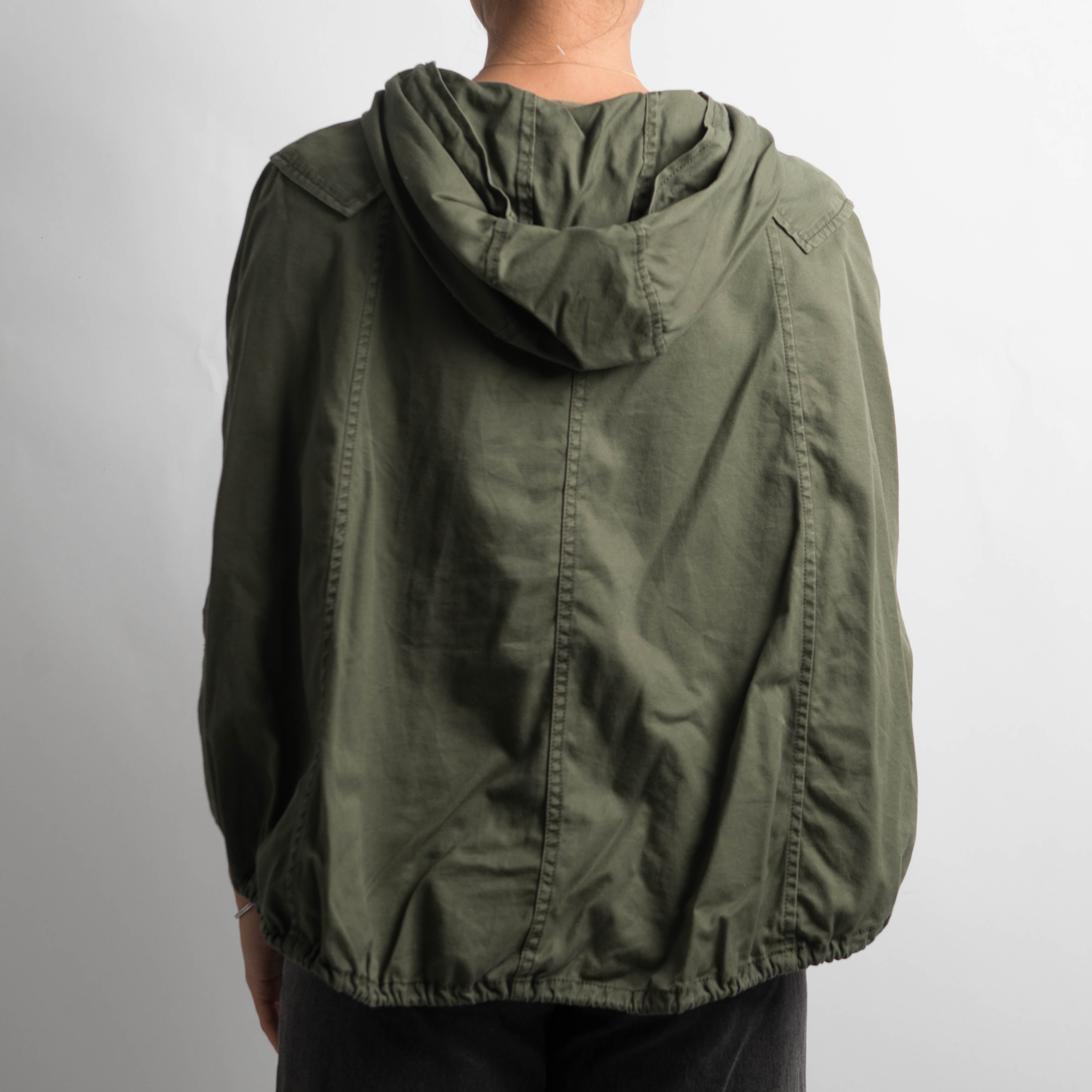 KHAKI HOODED PONCHO JACKET