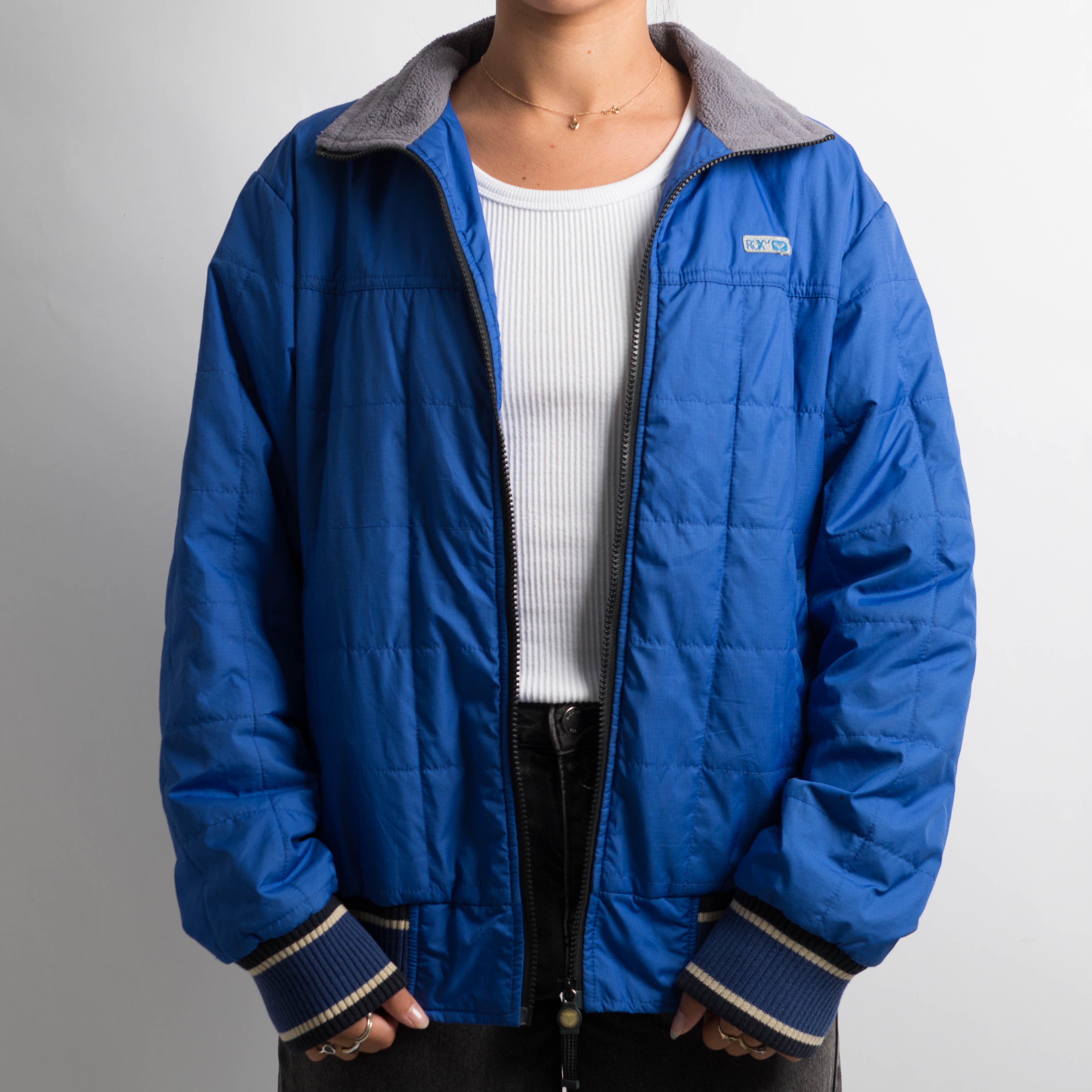 BLUE QUILTED PUFFER JACKET