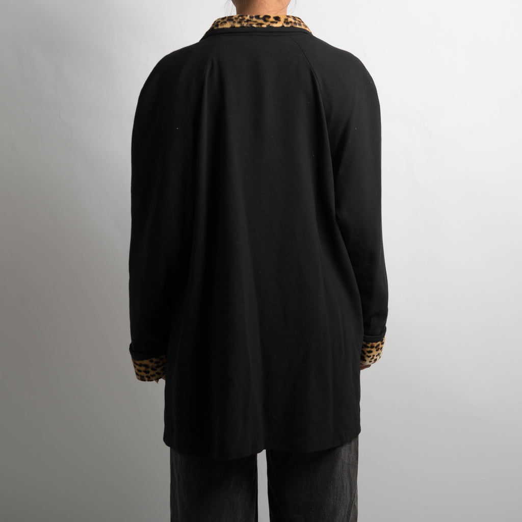 ANIMAL PRINT TRIM COAT