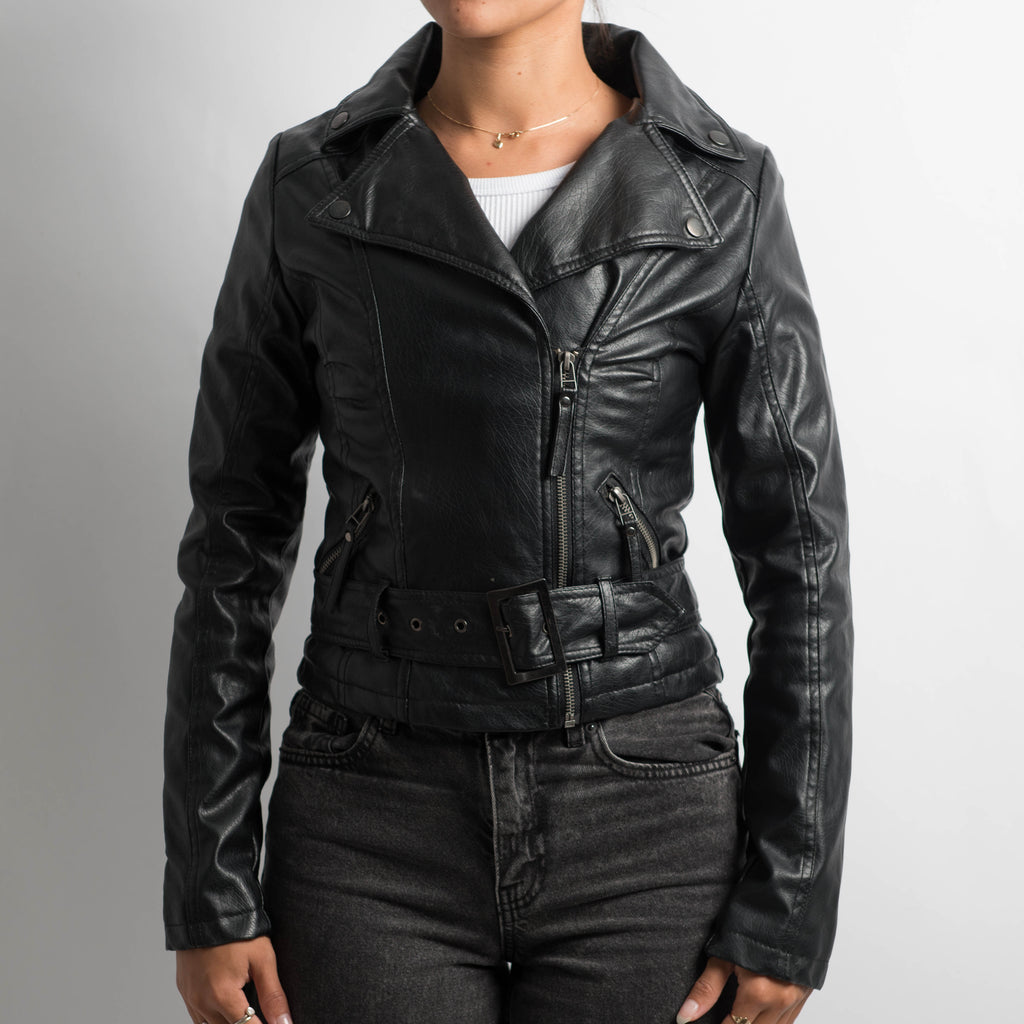 FAUX LEATHER MOTO JACKET
