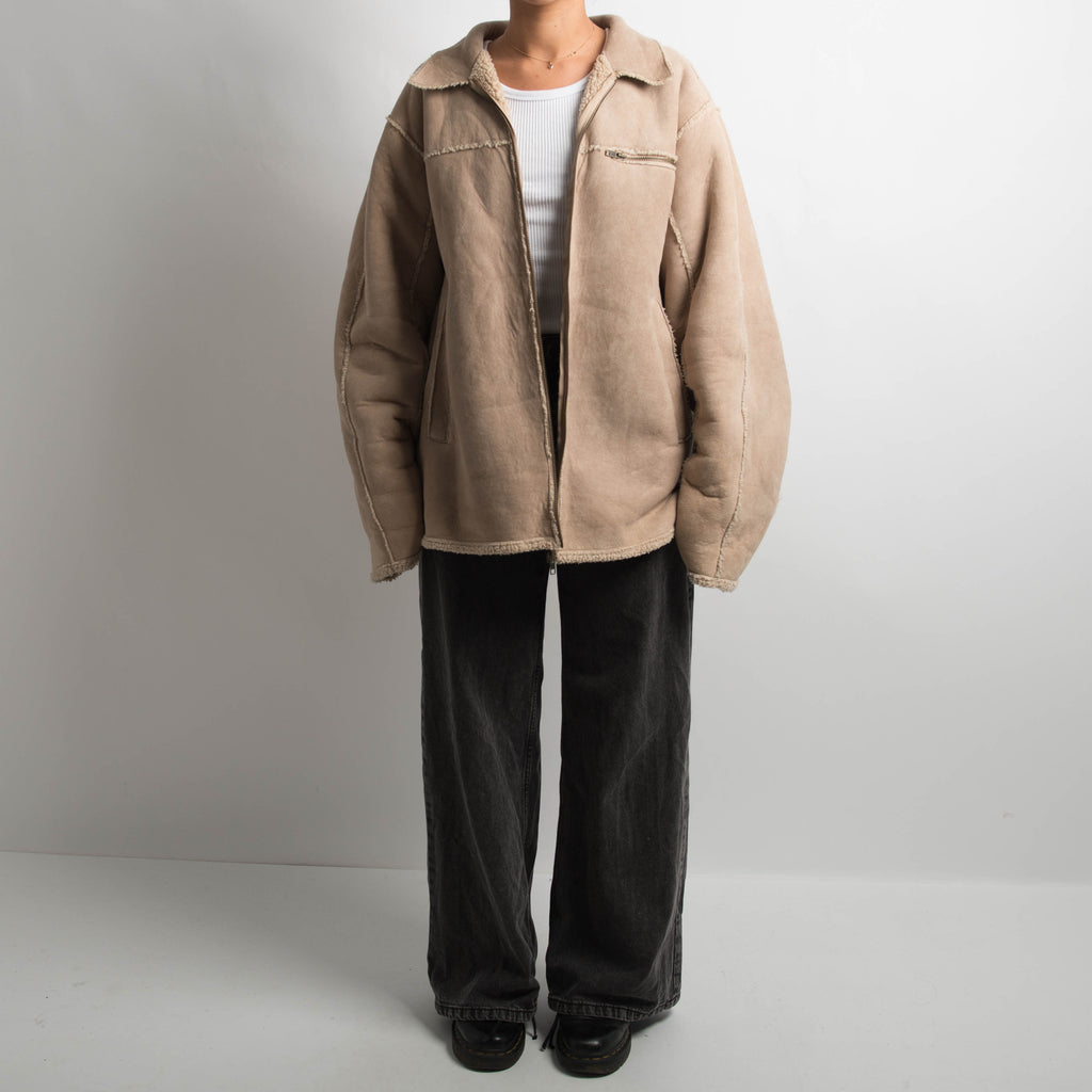 BEIGE SHERPA LINED JACKET